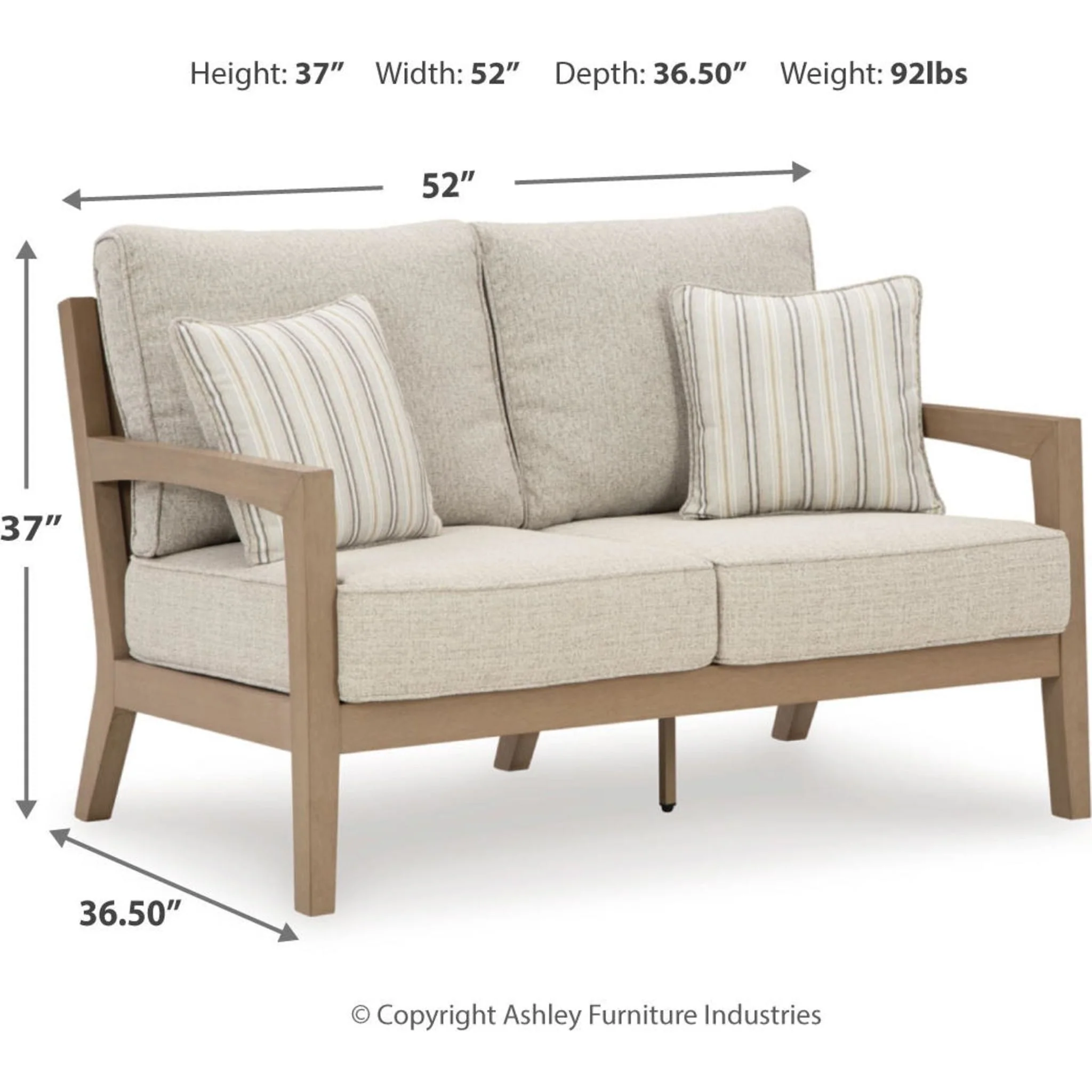 Hallow Creek Outdoor Loveseat with Cushion - Driftwood - Image 5