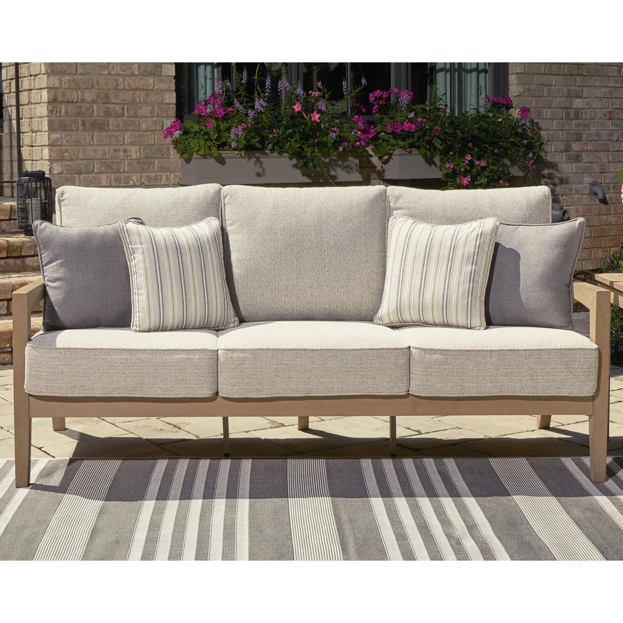 Hallow Creek Outdoor Sofa with Cushion - Driftwood - Image 2