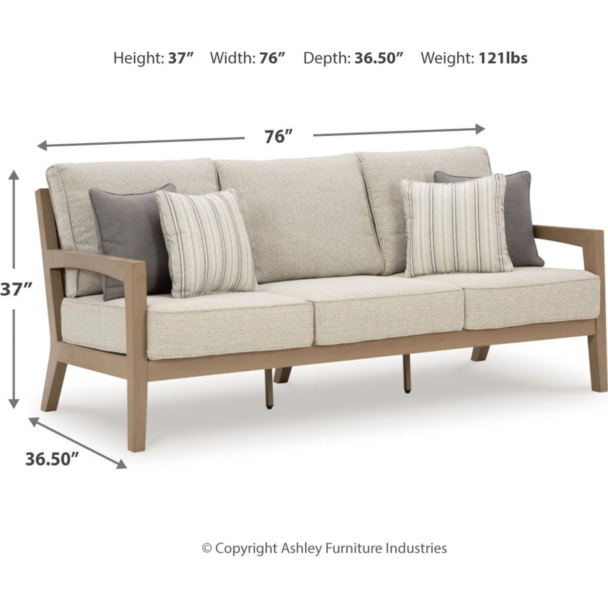Hallow Creek Outdoor Sofa with Cushion - Driftwood - Image 5