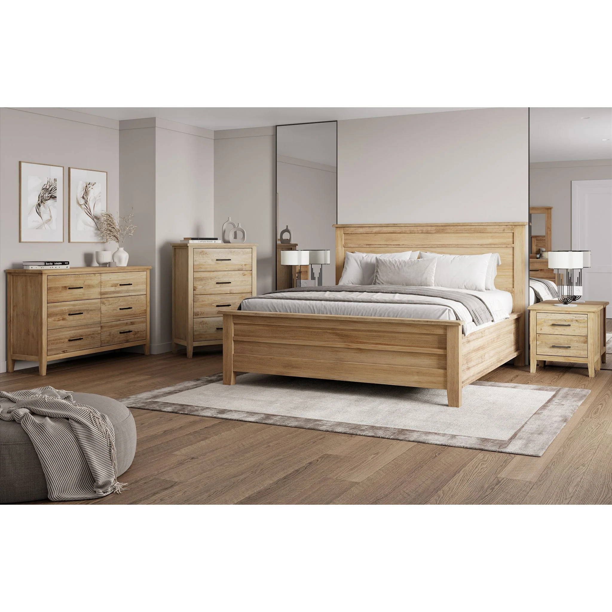 Harlow 6 Piece Panel Bedroom - Natural