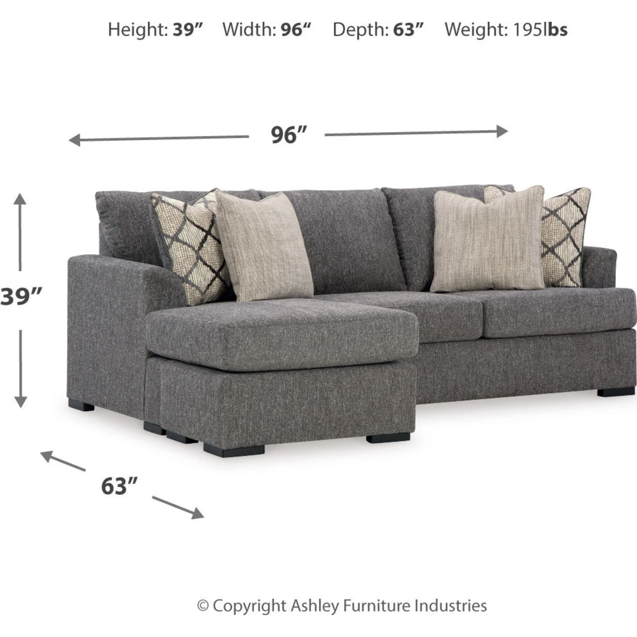 Hartford Sofa Chaise - Pewter - Image 7