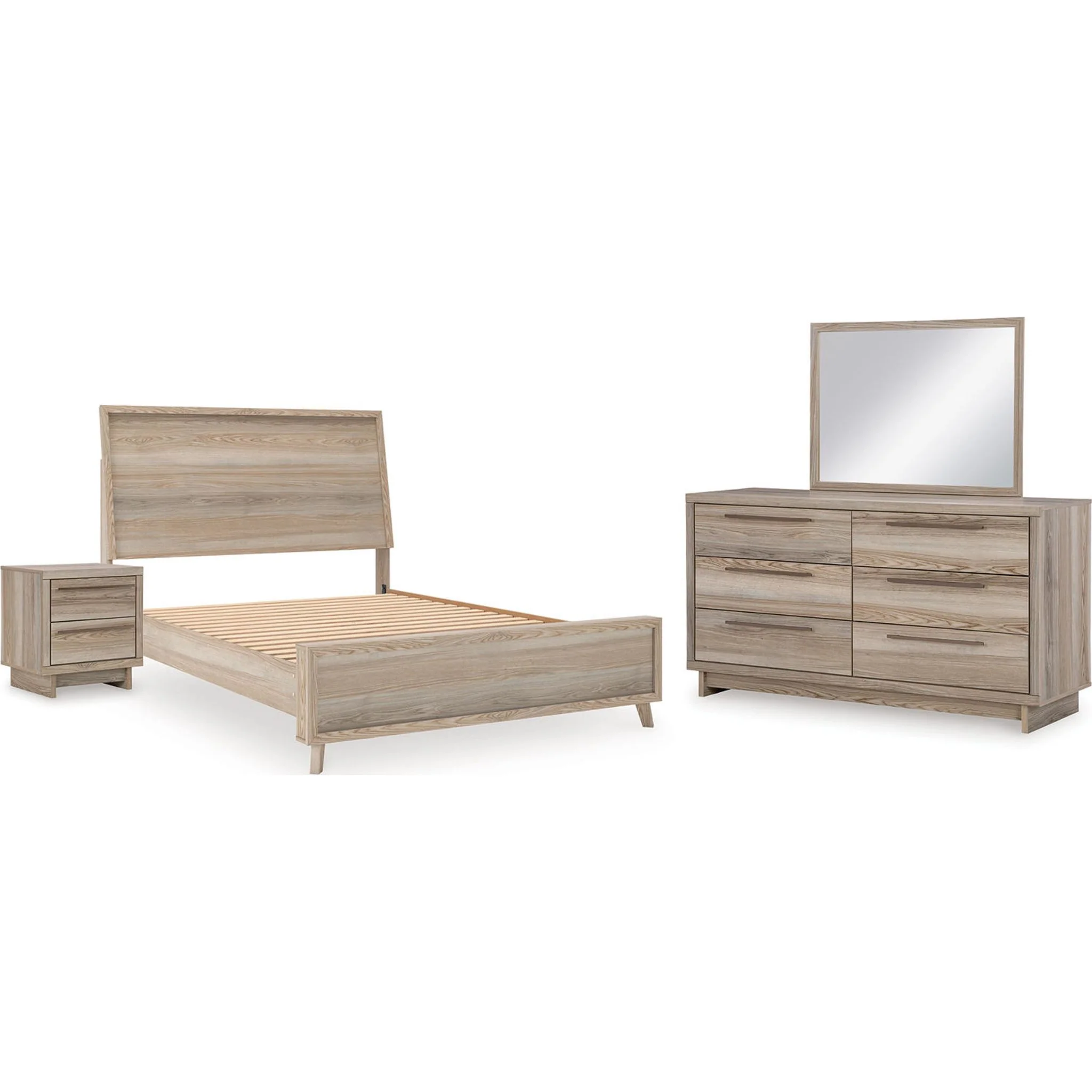 Hasbrick 6 Piece Queen Platform Bedroom - Tan