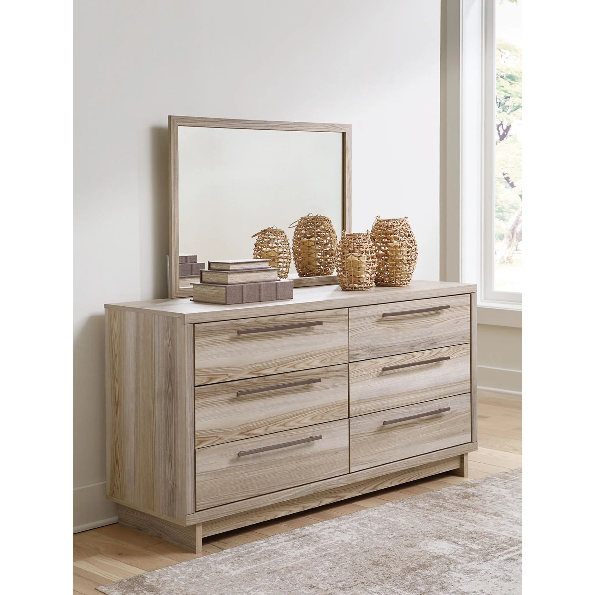 Hasbrick 6 Piece Queen Slat Panel Bedroom - Tan - Image 7