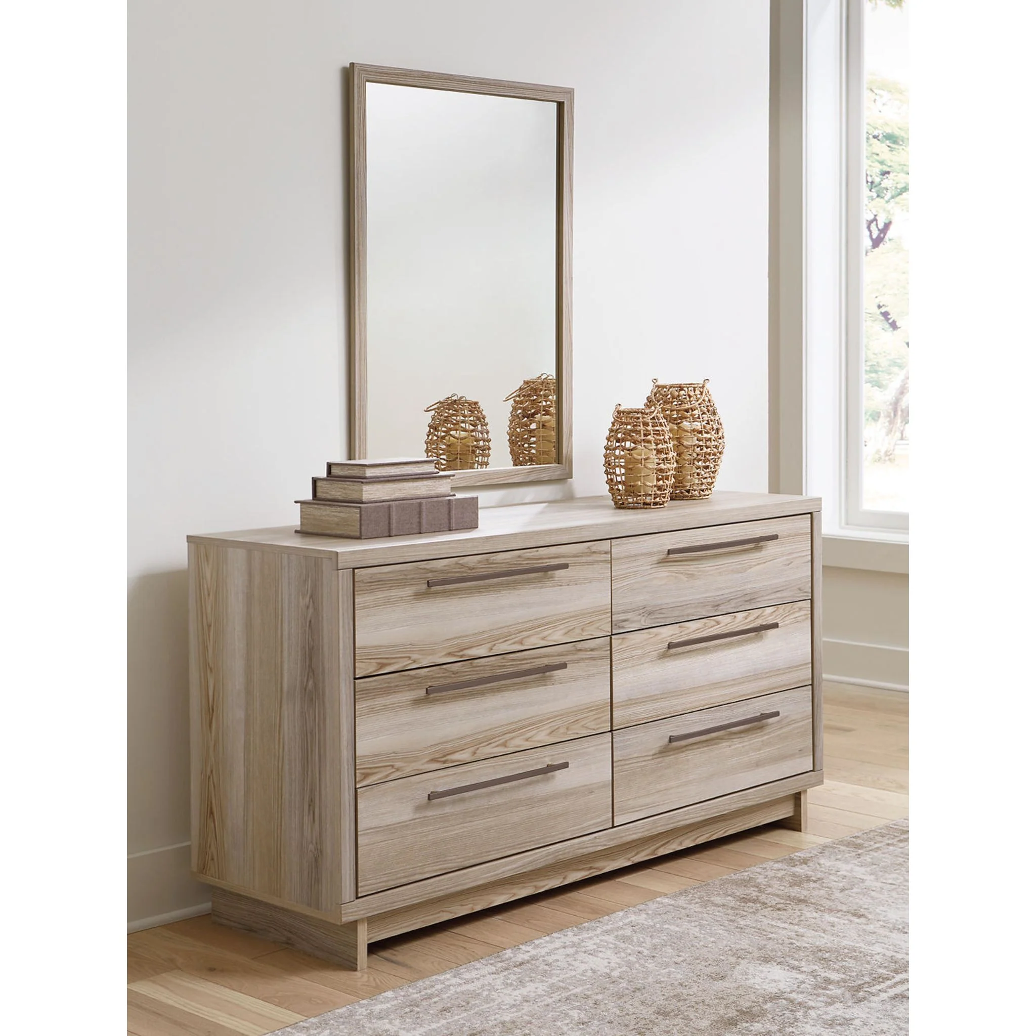Hasbrick 6 Piece Queen Slat Panel Bedroom - Tan - Image 9