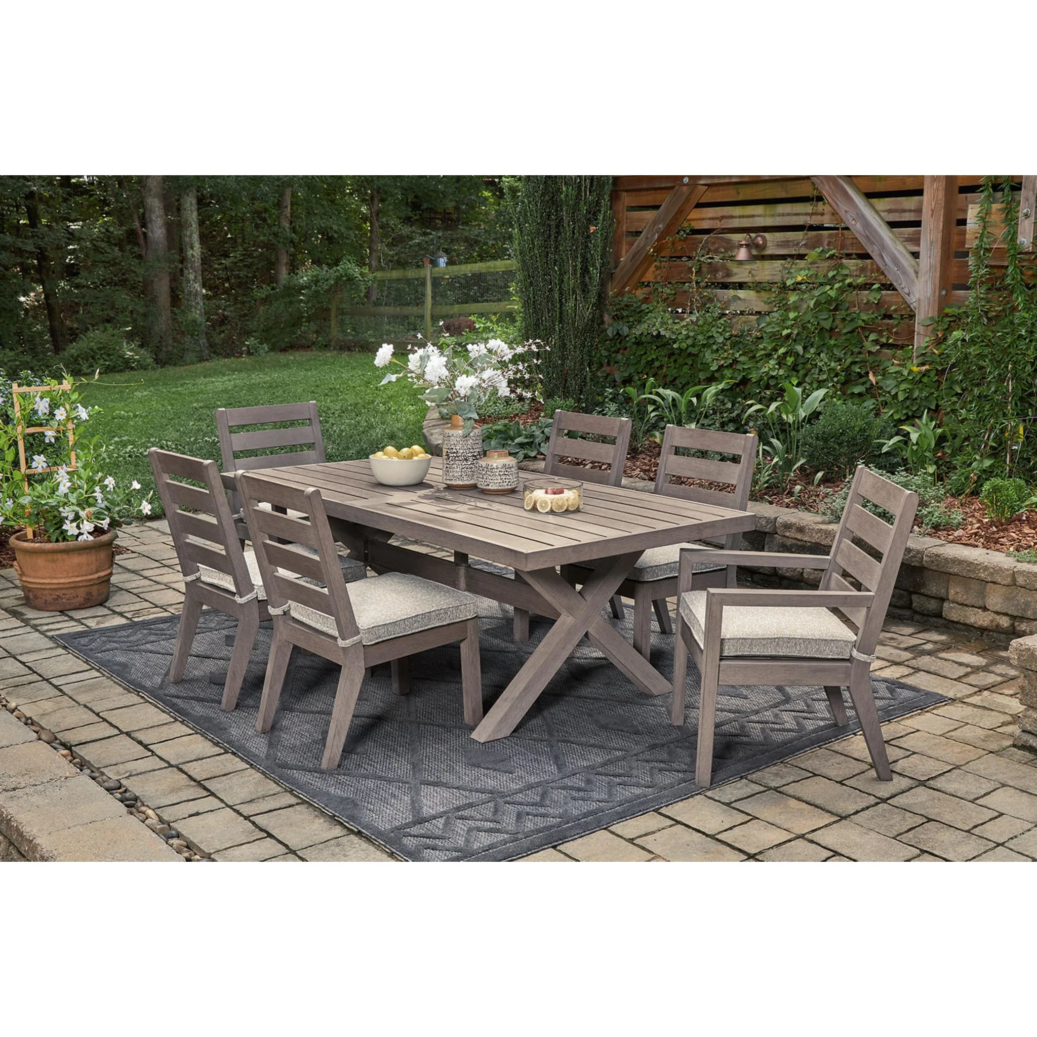 Hillside Barn 7 Piece Outdoor Dining Set - Brown - Image 2