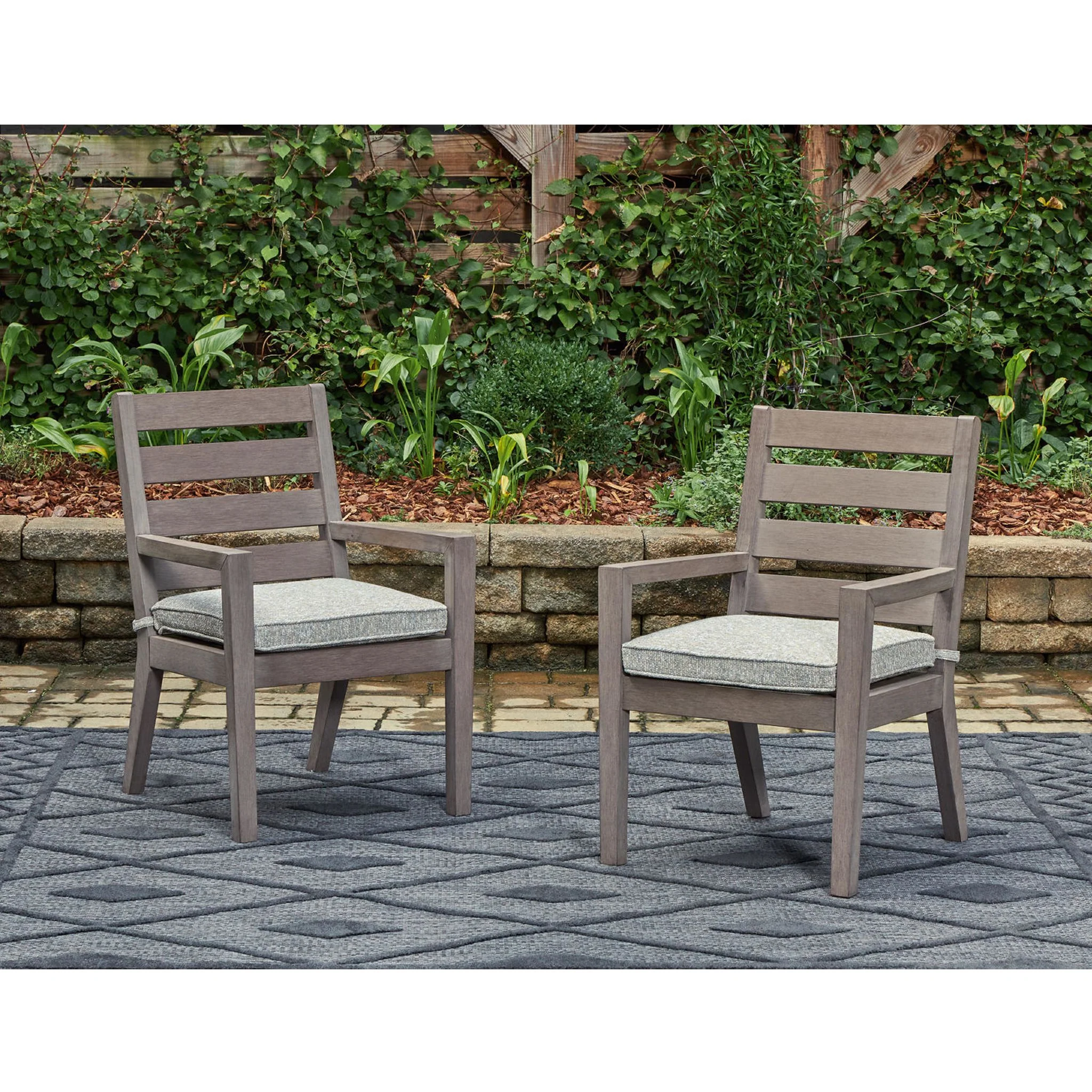 Hillside Barn Outdoor Arm Chair (set of 2) - Gray/Brown - Image 2