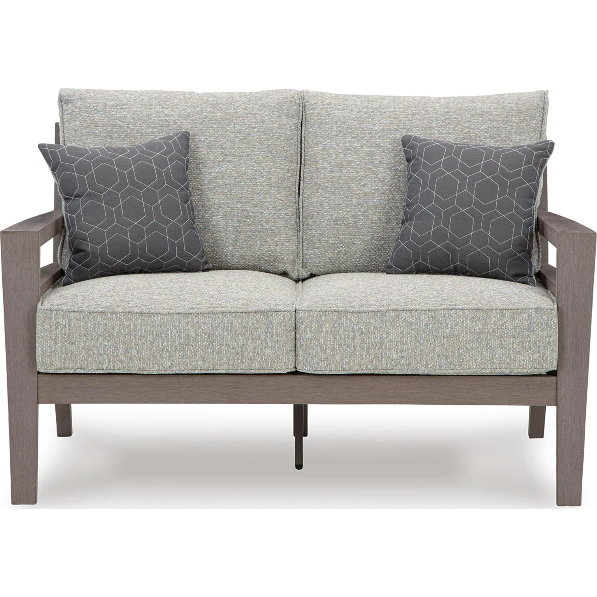 Hillside Barn Outdoor Loveseat with Cushion - Gray/Brown - Image 17