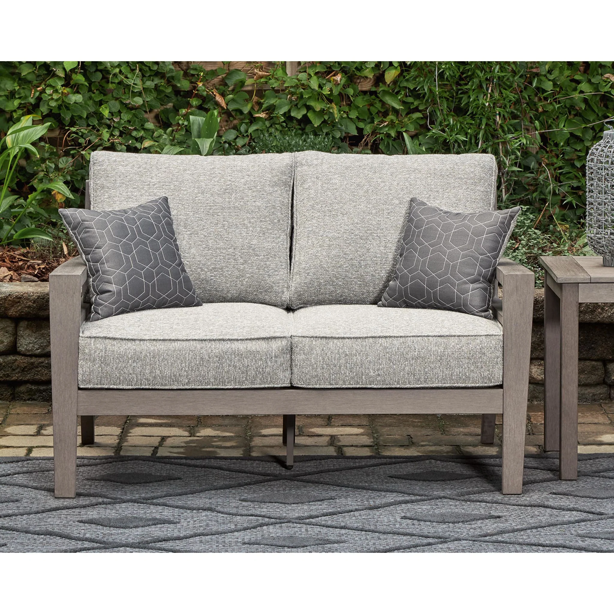 Hillside Barn Outdoor Loveseat with Cushion - Gray/Brown - Image 39