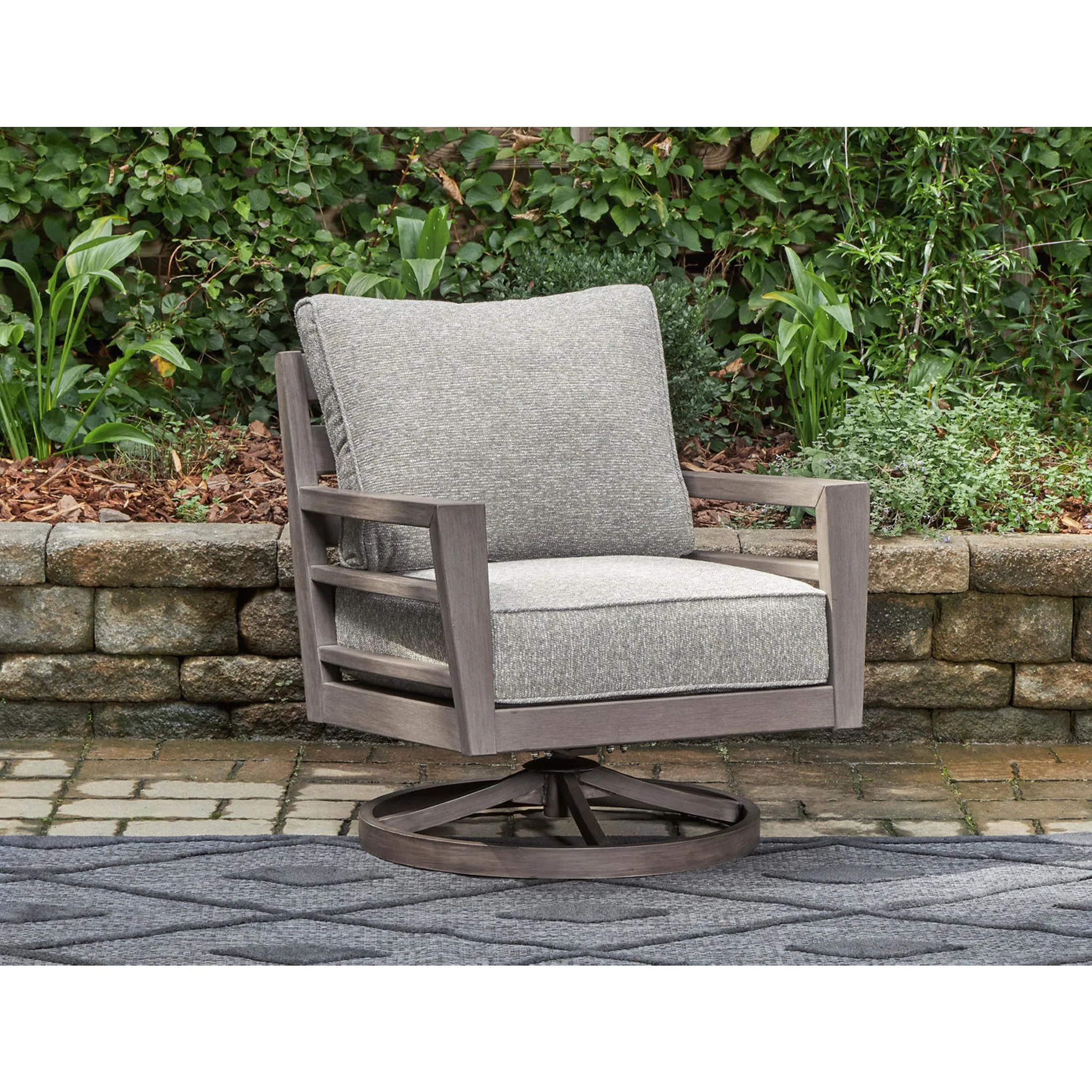 Hillside Barn Outdoor Swivel Lounge Chair with Cushion - Gray/Brown - Image 48