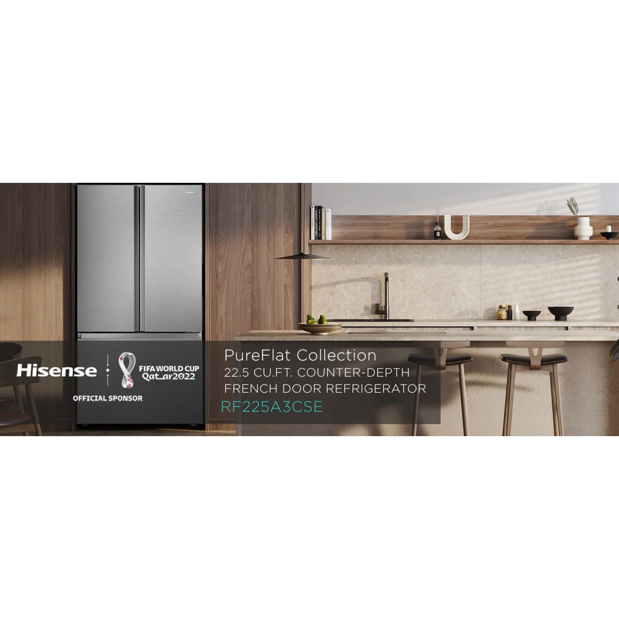 Hisense Counter Depth Fridge (RF225A3CSE) - Fingerprint Resistant Stainless Steel - Image 12