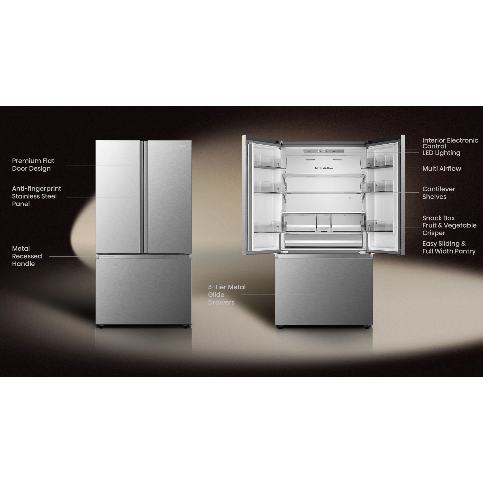 Hisense Counter Depth Fridge (RF225A3CSE) - Fingerprint Resistant Stainless Steel - Image 13