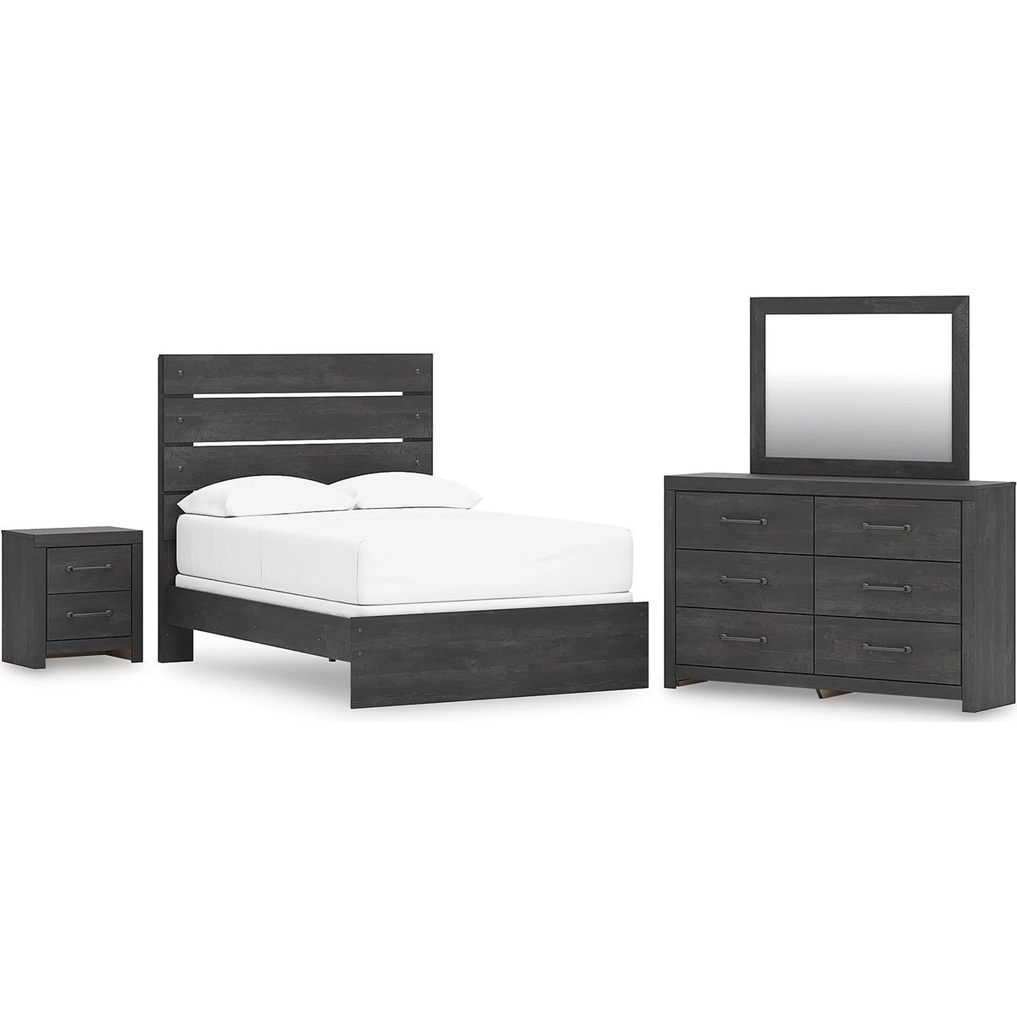 Hollivern 6 Piece Full Panel Bedroom - Dark Gray
