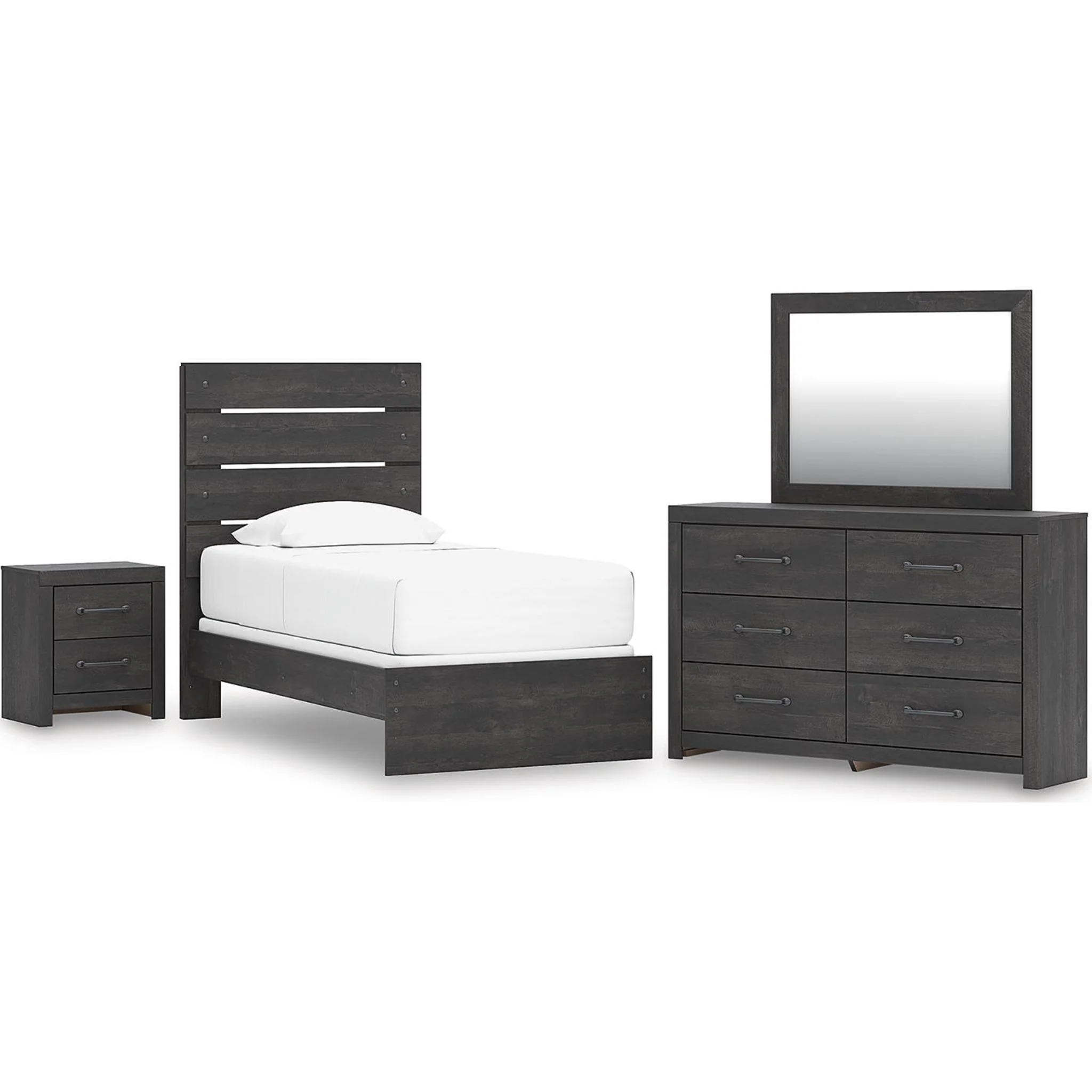Hollivern 6 Piece Twin Panel Bedroom - Dark Gray