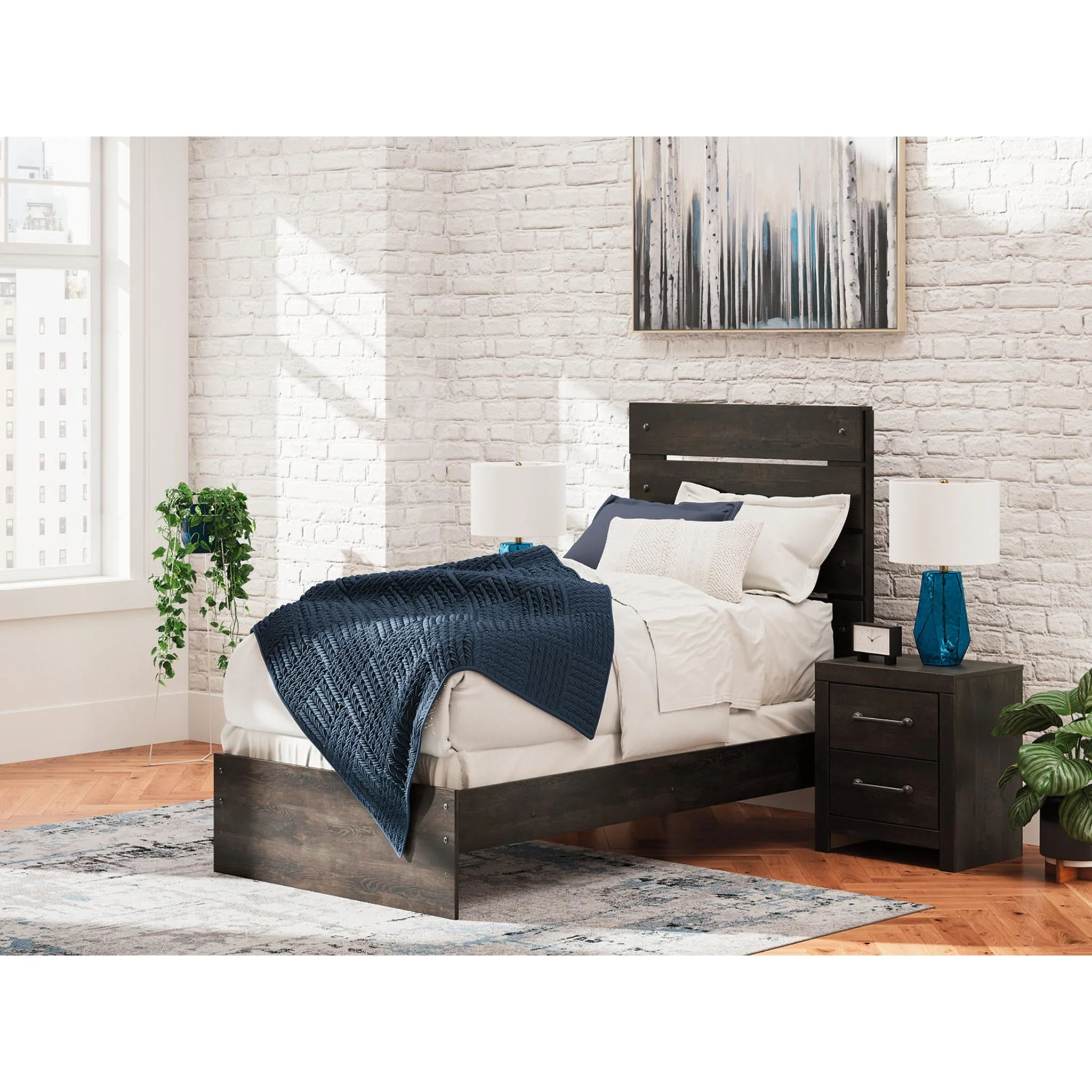 Hollivern 6 Piece Twin Panel Bedroom - Dark Gray - Image 20