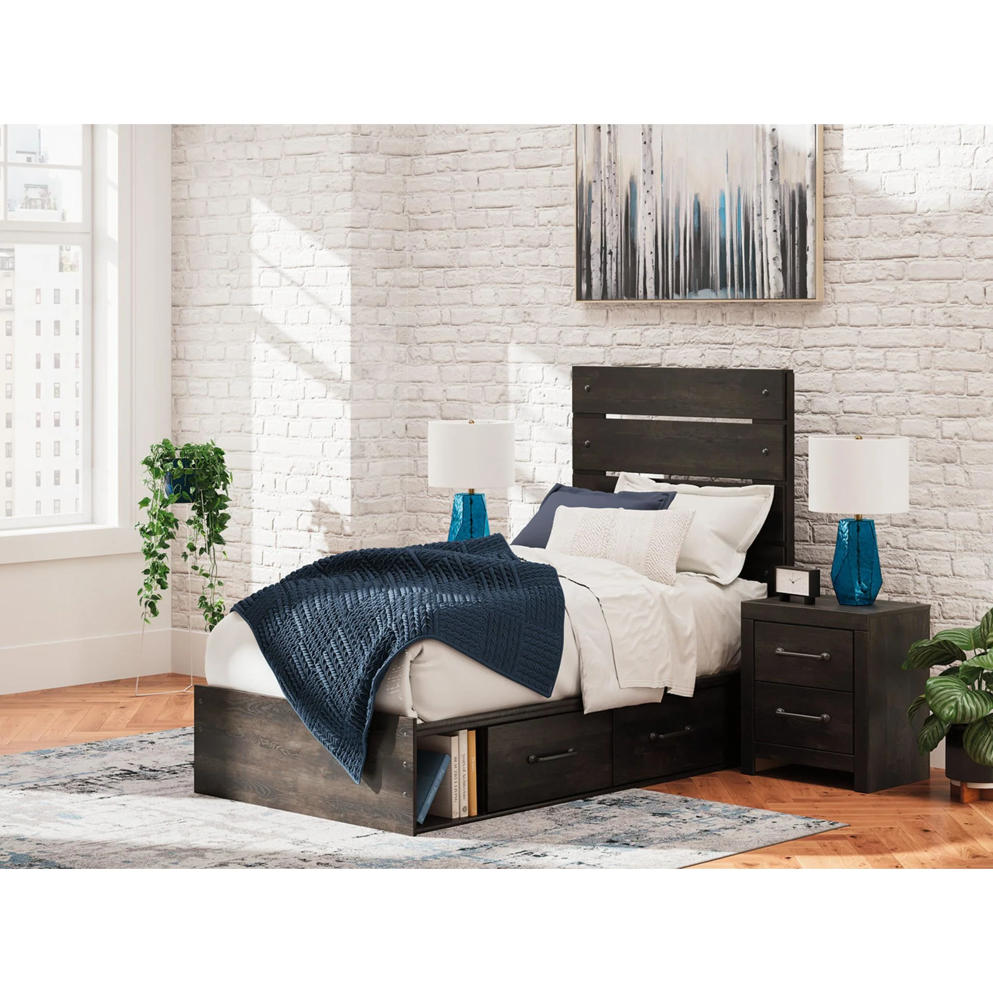 Hollivern 6 Piece Twin Storage Bedroom - Dark Gray - Image 21