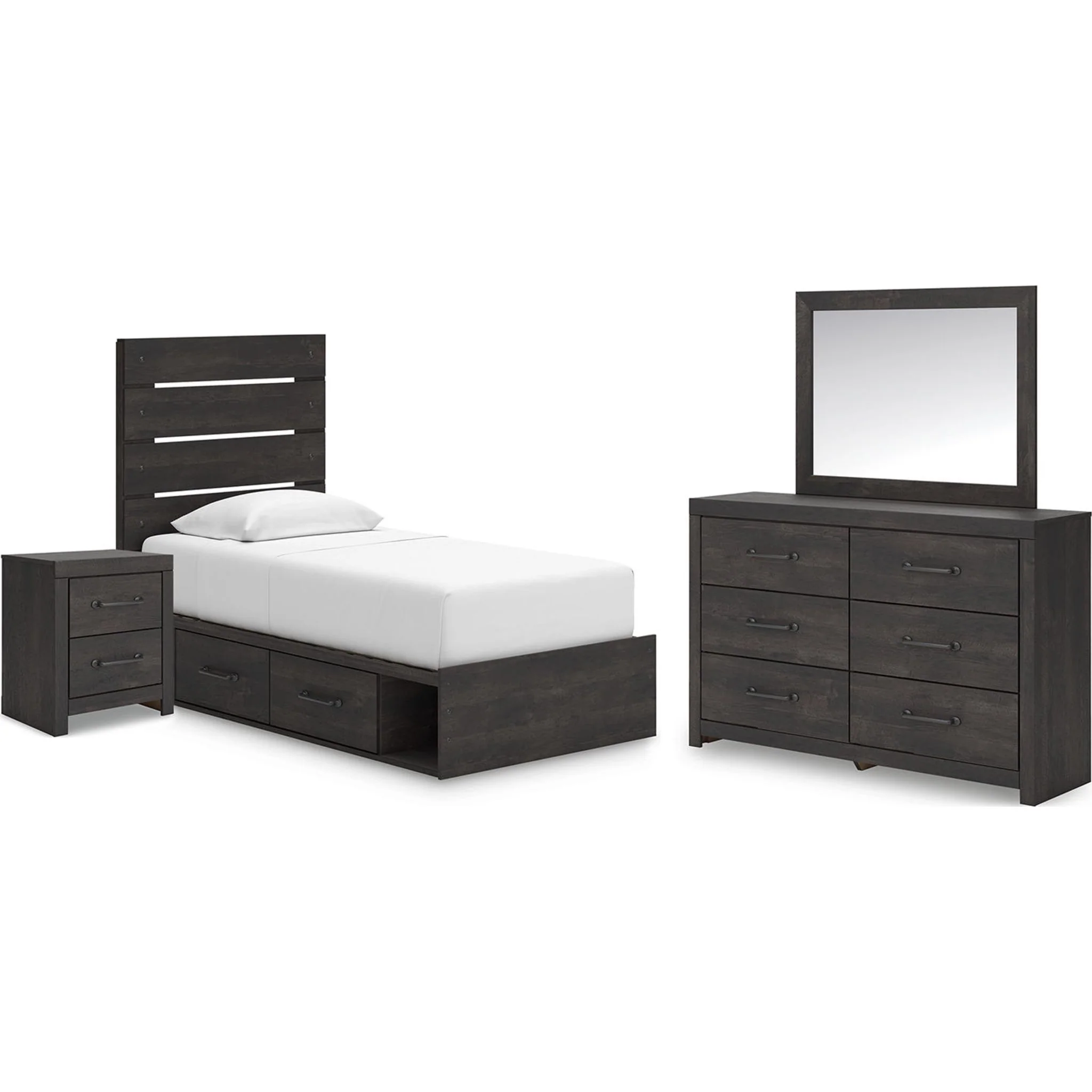 Hollivern 6 Piece Twin Storage Bedroom - Dark Gray