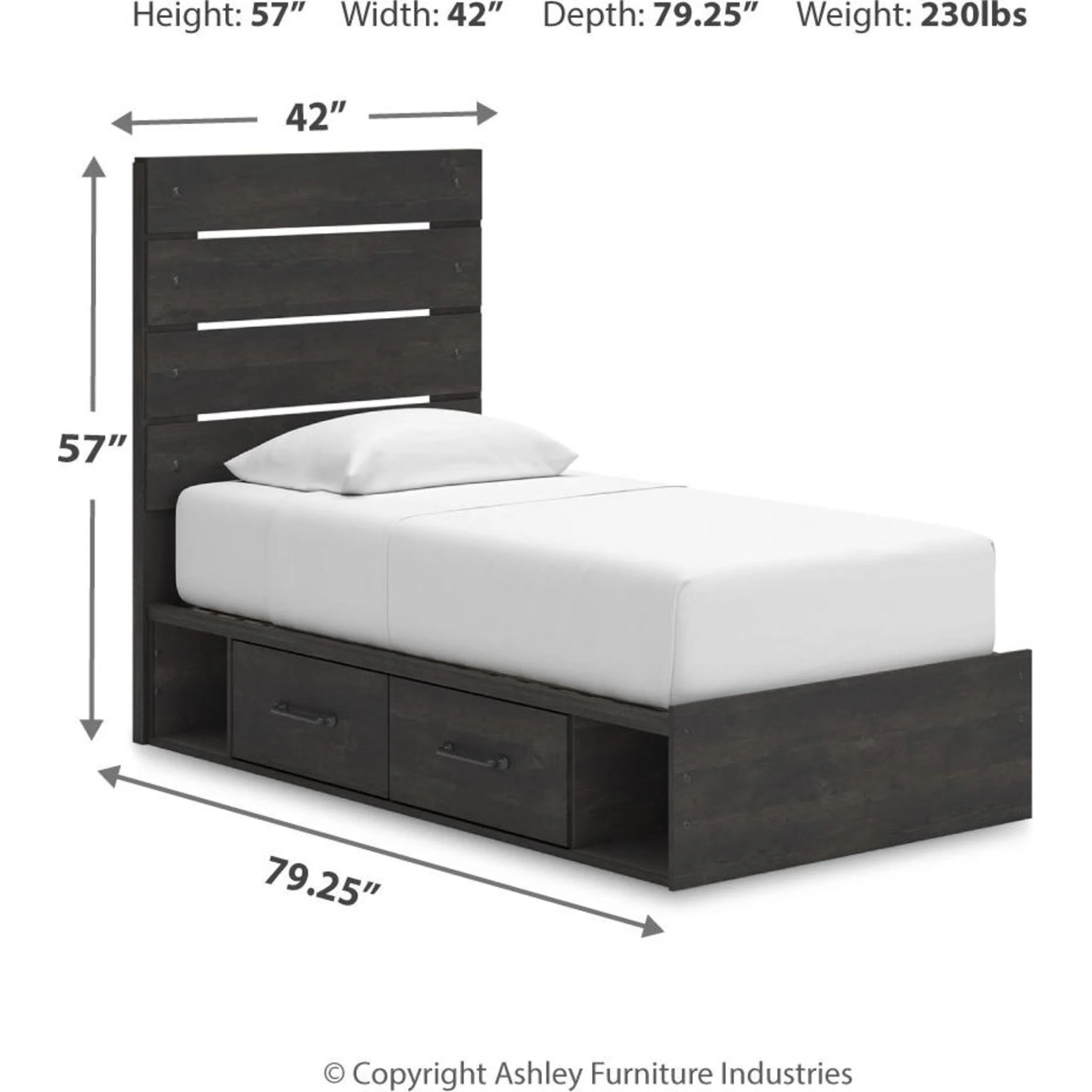 Hollivern 6 Piece Twin Storage Bedroom - Dark Gray - Image 15
