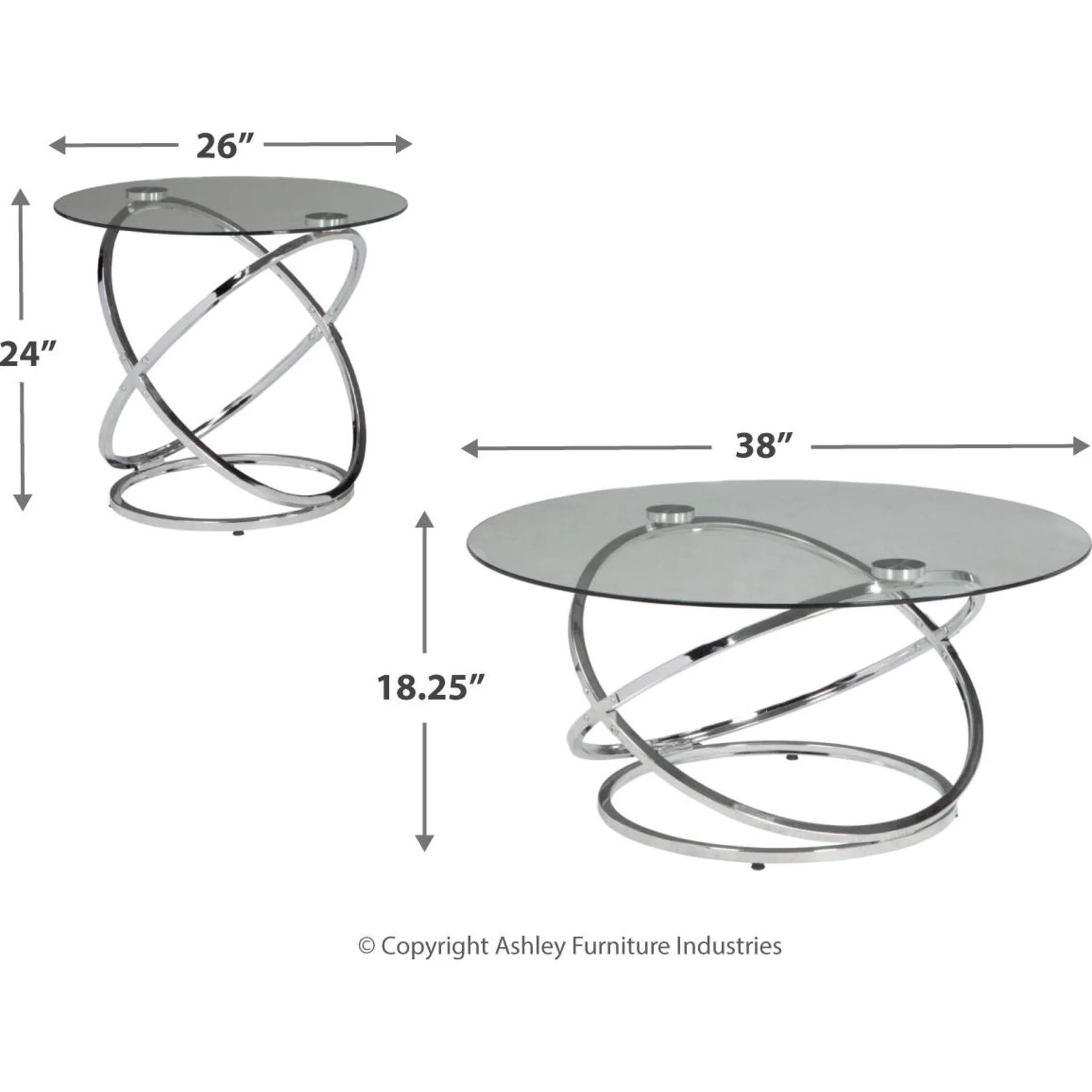 Hollynyx 3 Pack Tables - Chrome Finish - Image 7