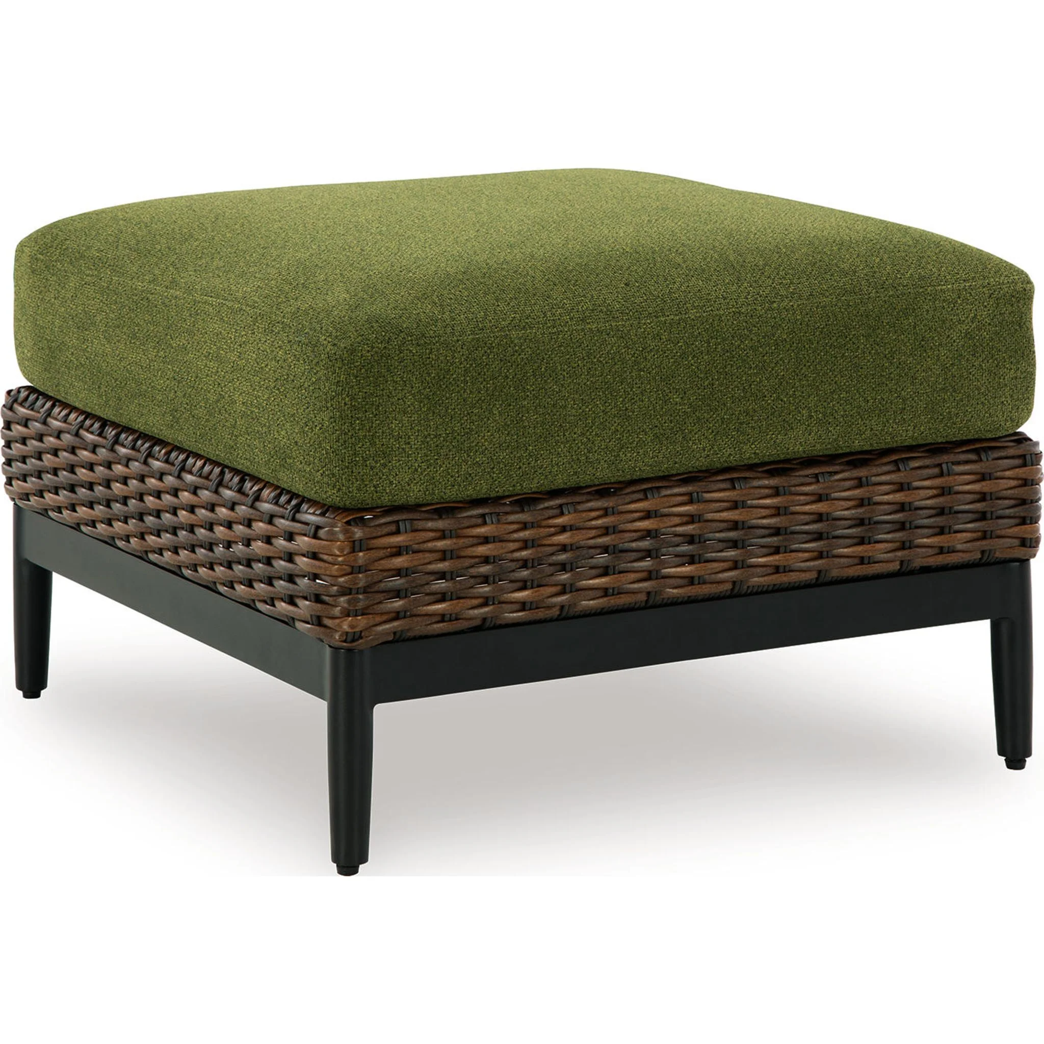 Horizon Hall Outdoor Ottoman with Cushion - Brown/Green