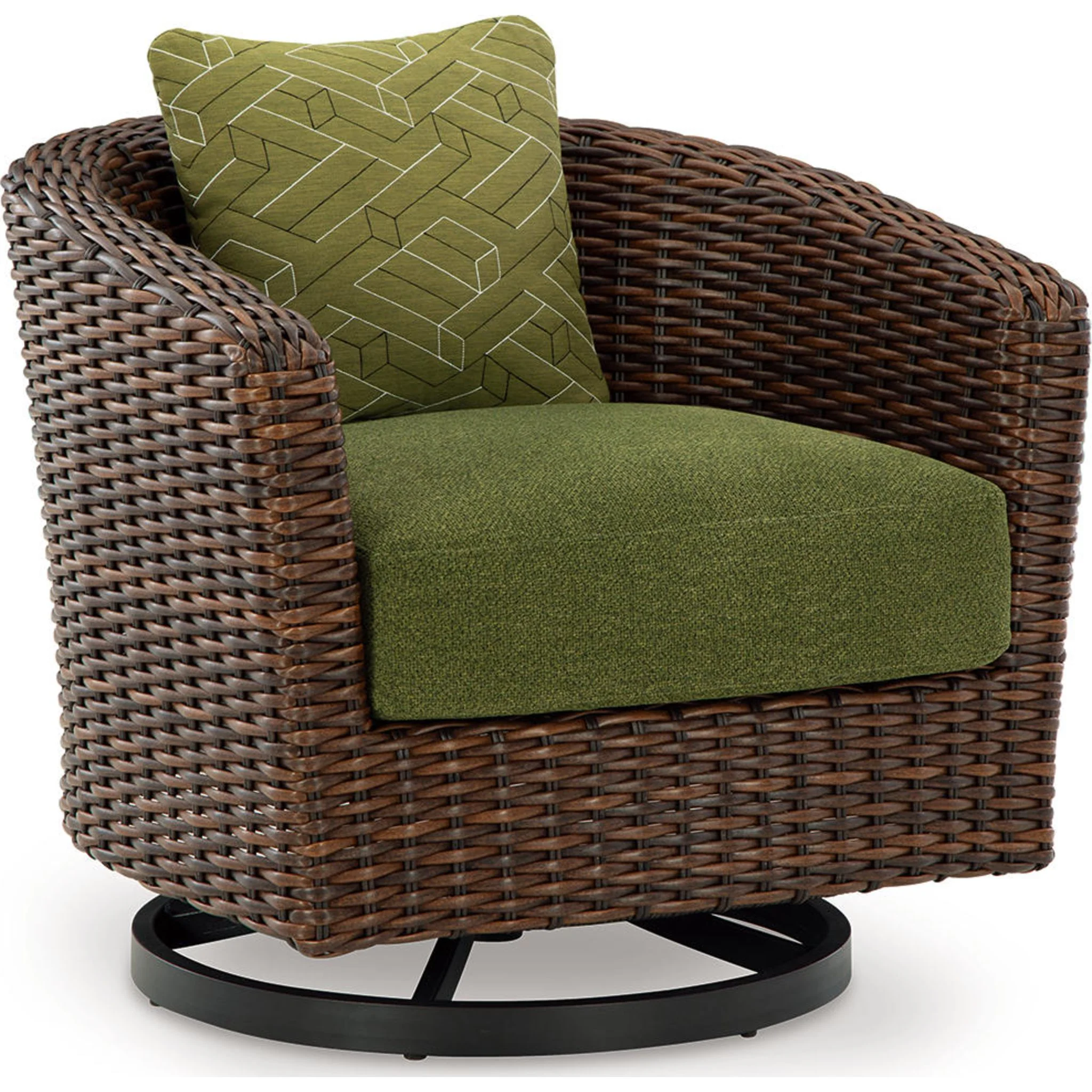 Horizon Hall Outdoor Swivel Lounge Chair with Cushion - Brown/Green - Image 5