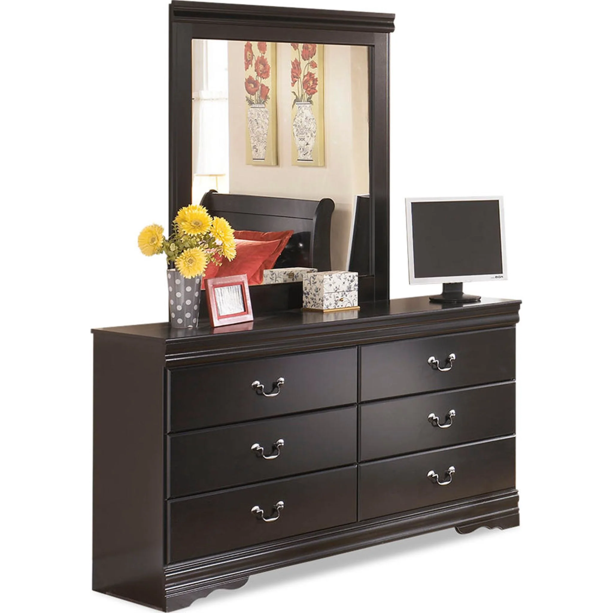 Huey Vineyard Dresser and Mirror - Black