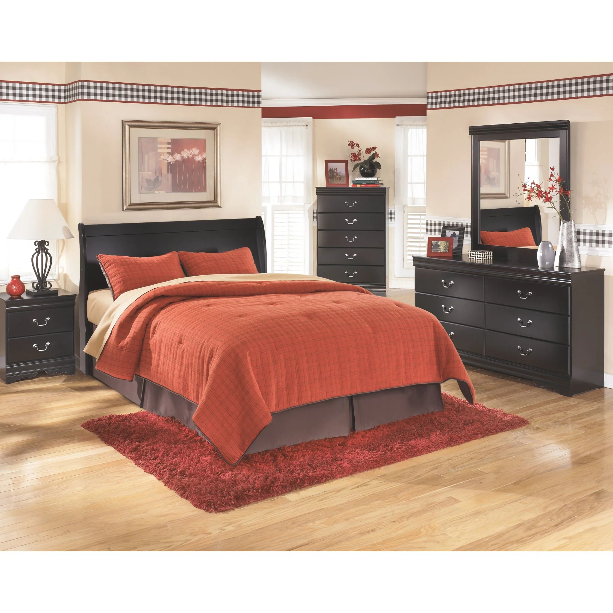 Huey Vineyard King Sleigh Headboard - Black - Image 2