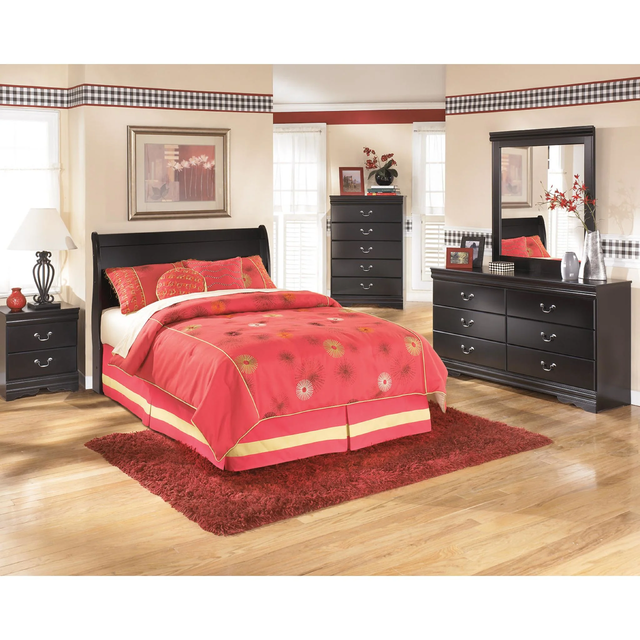 Huey Vineyard Sleigh Headboard - Black - Image 10