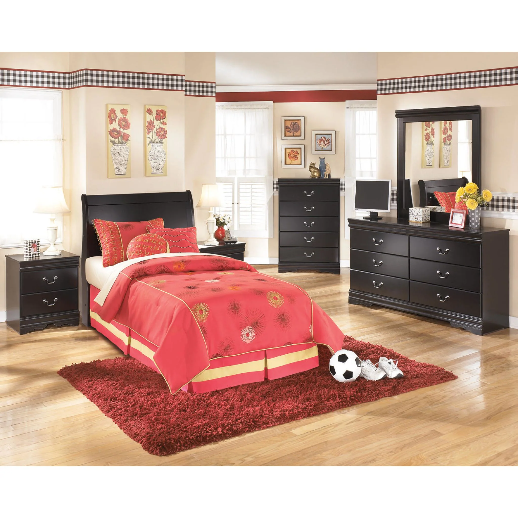 Huey Vineyard Sleigh Headboard - Black - Image 5