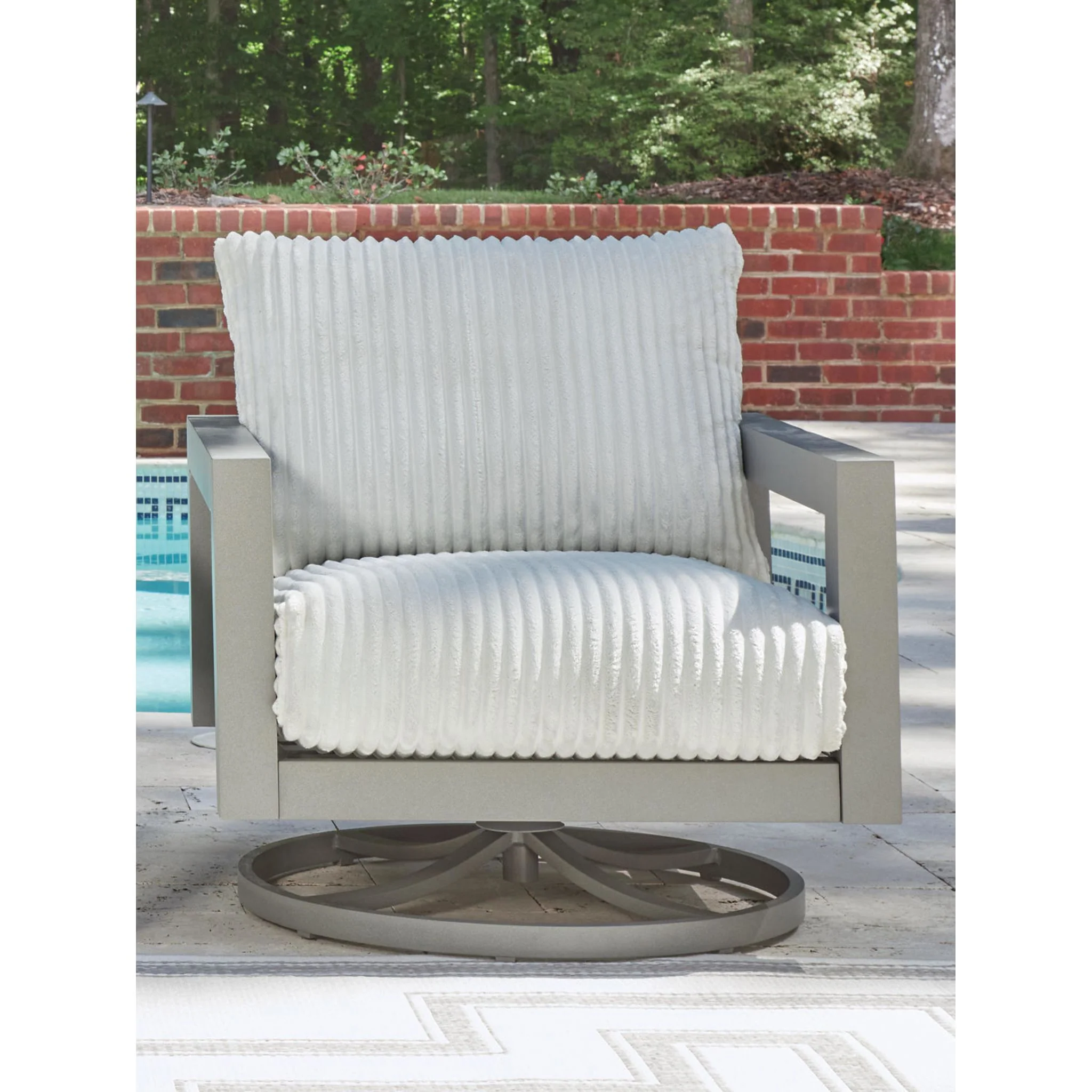 Hurley Park Outdoor Swivel Lounge Chair with Cushion - Gray - Image 2