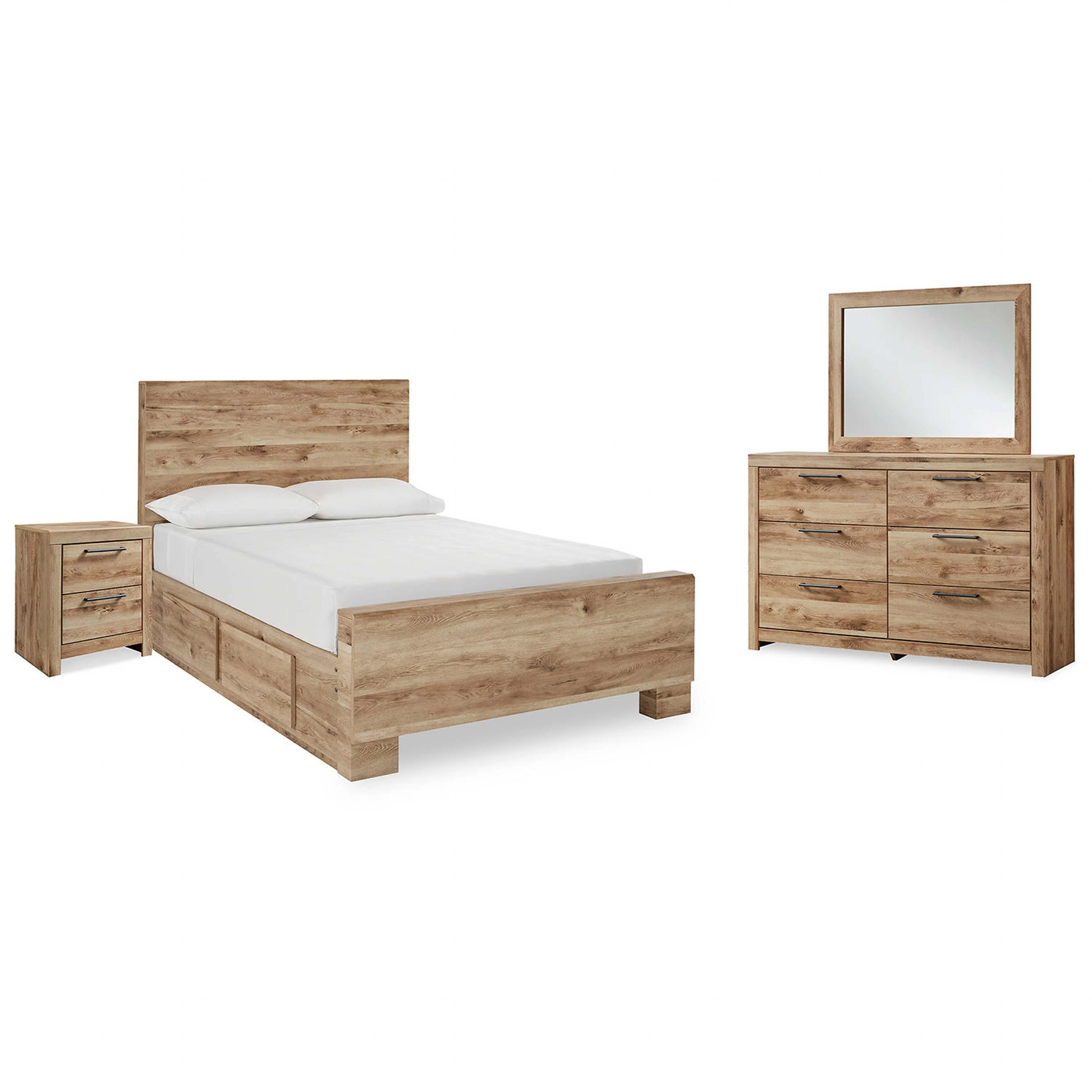 Hyanna 6 Piece Bed with 2 Drawer Storage Bedroom - Tan Brown - Image 23