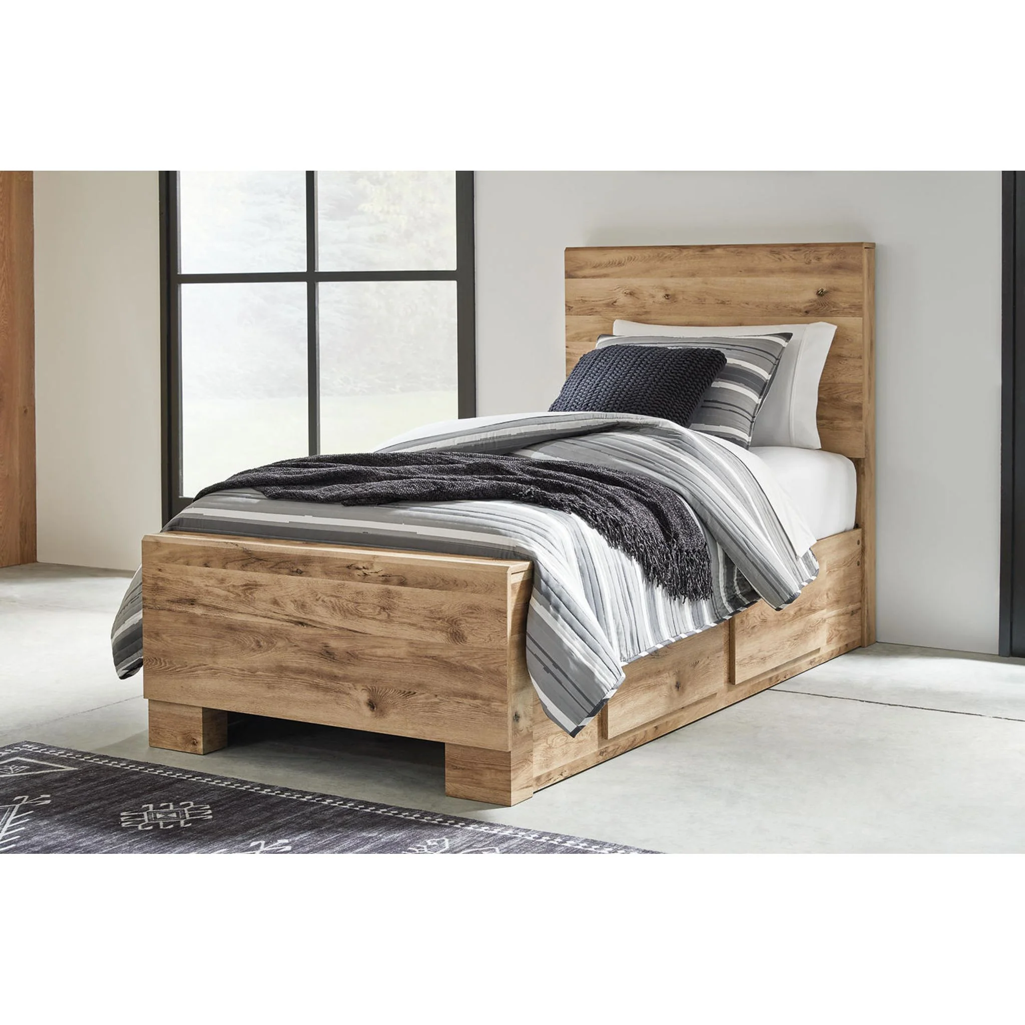 Hyanna 6 Piece Bed with 4 Drawer Storage Bedroom - Tan Brown - Image 13