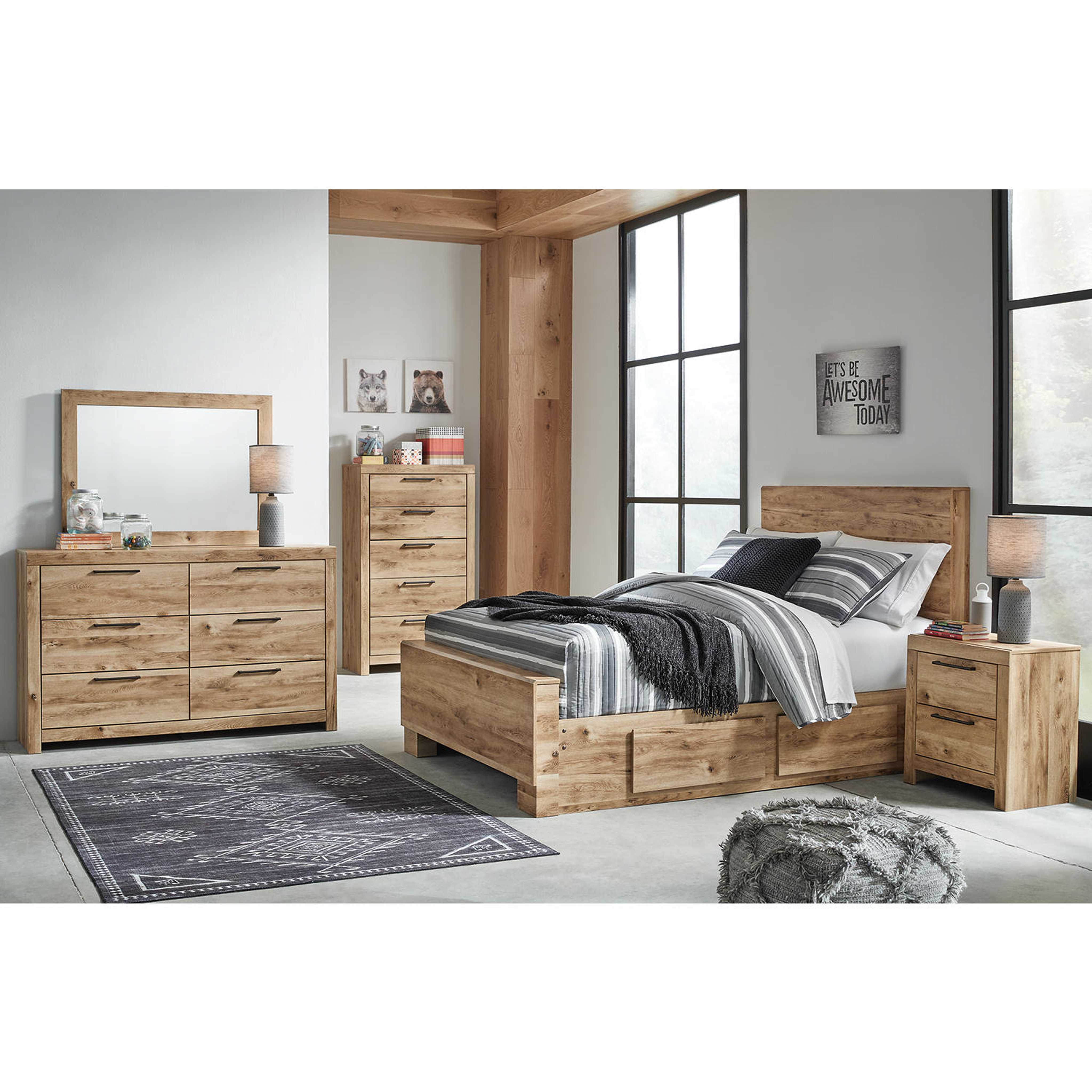 Hyanna 6 Piece Bed with 4 Drawer Storage Bedroom - Tan Brown - Image 28