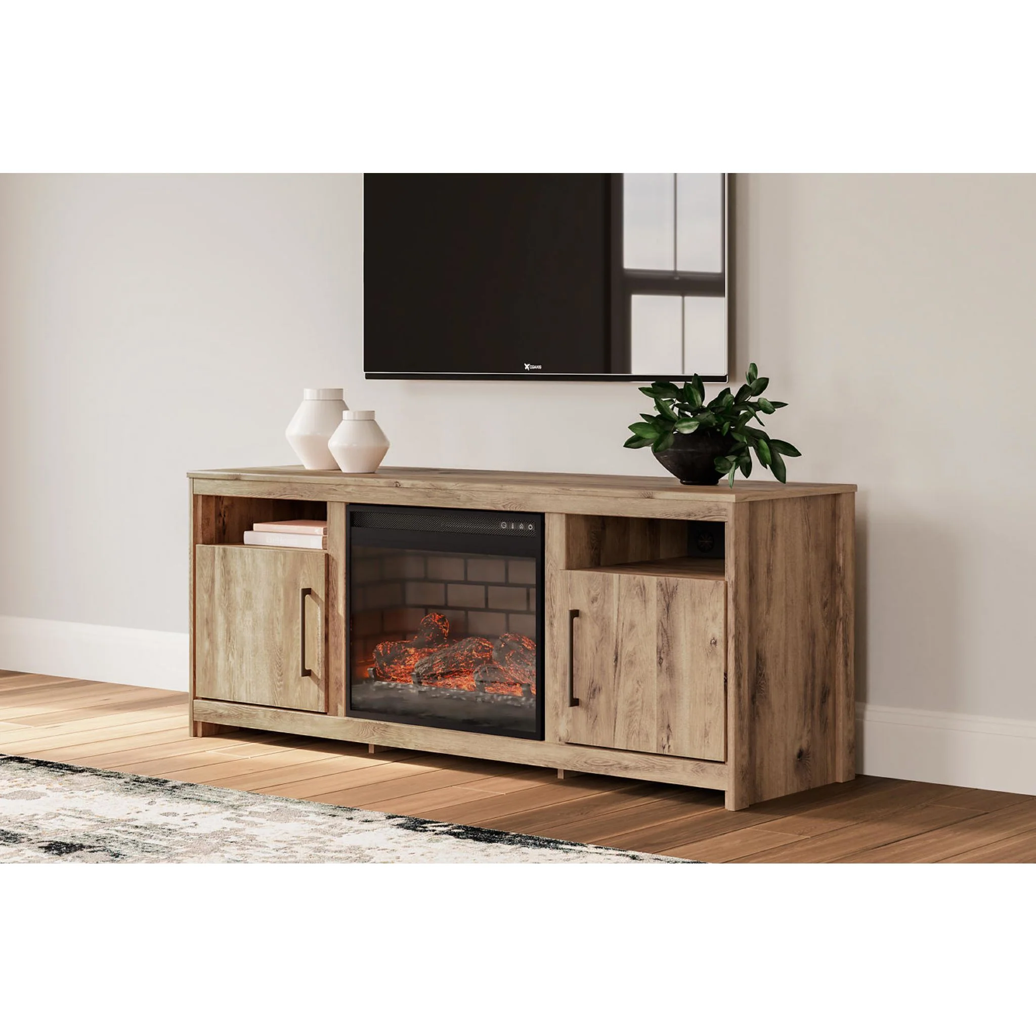Hyanna TV Stand with Fireplace - Tan - Image 6
