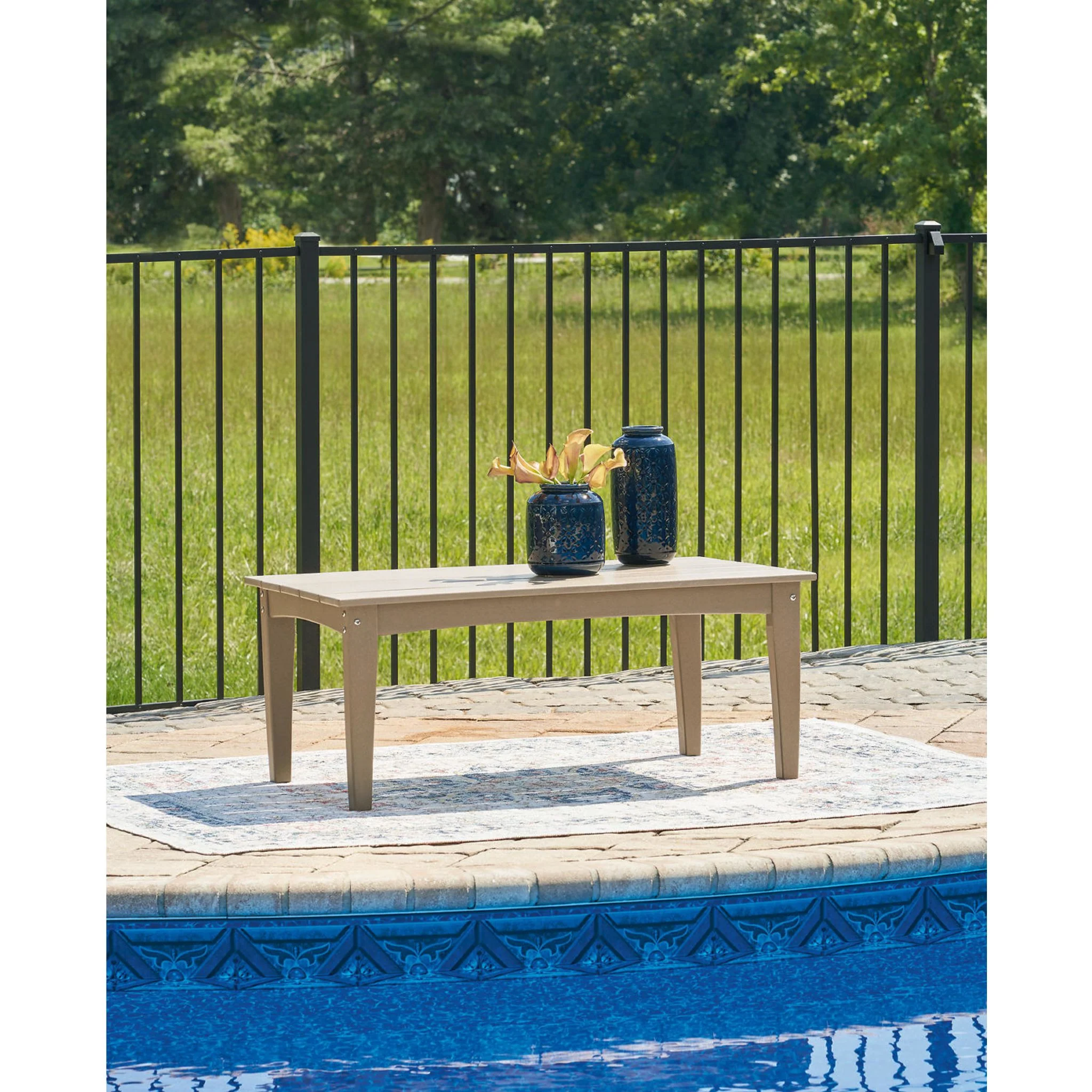 Hyland Wave Outdoor Coffee Table - Driftwood - Image 8