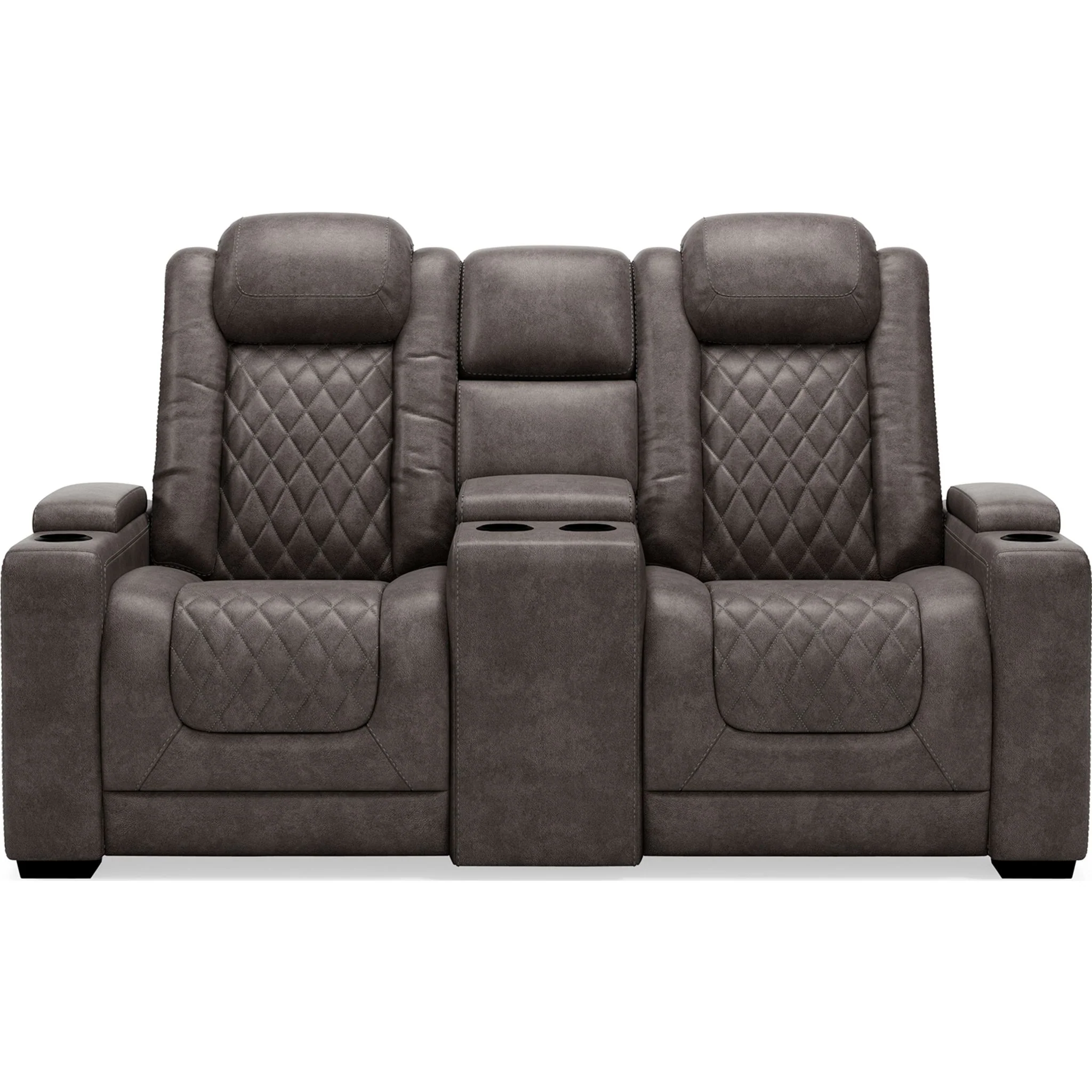 HyllMont Power Reclining Loveseat with Console - Gray
