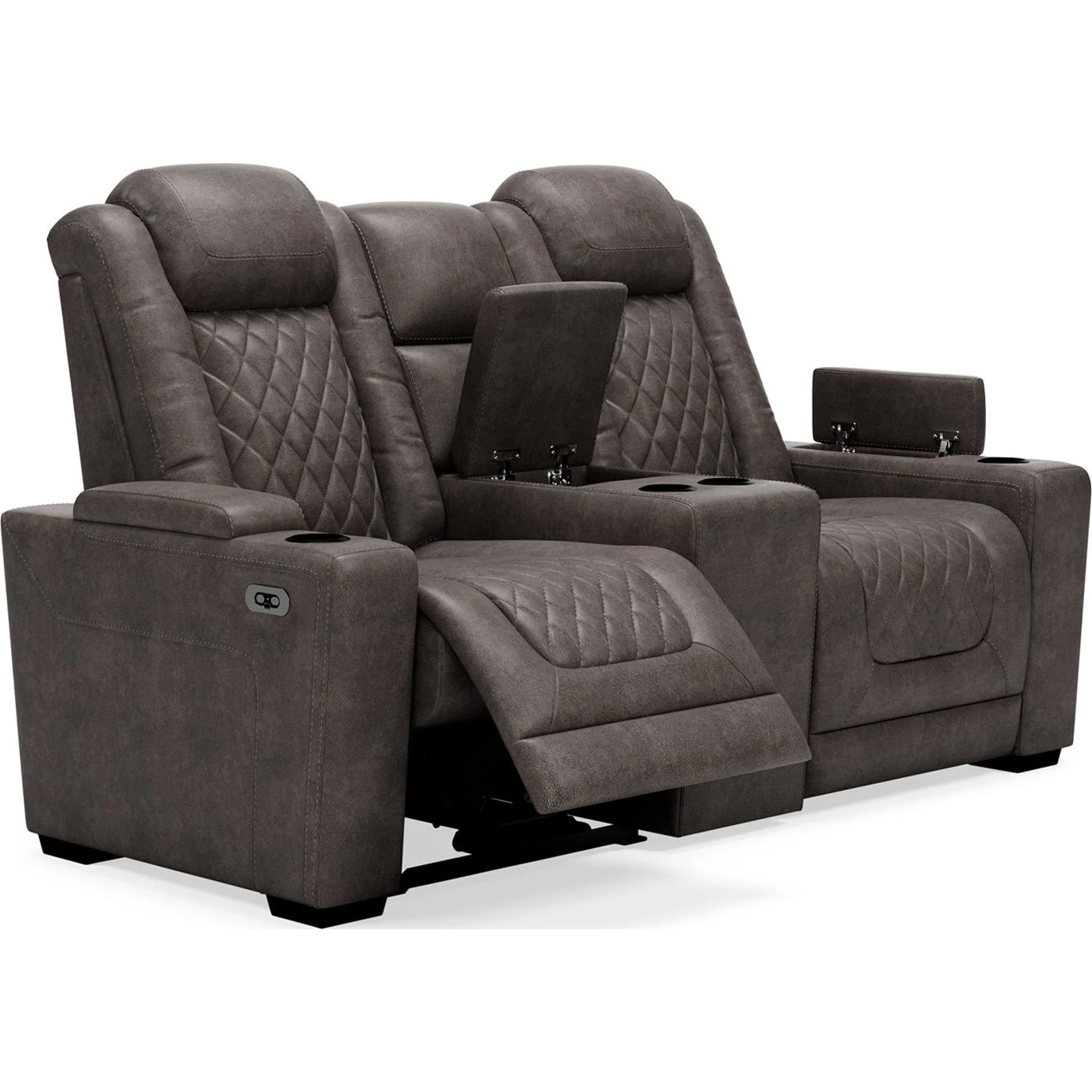 HyllMont Power Reclining Loveseat with Console - Gray - Image 11