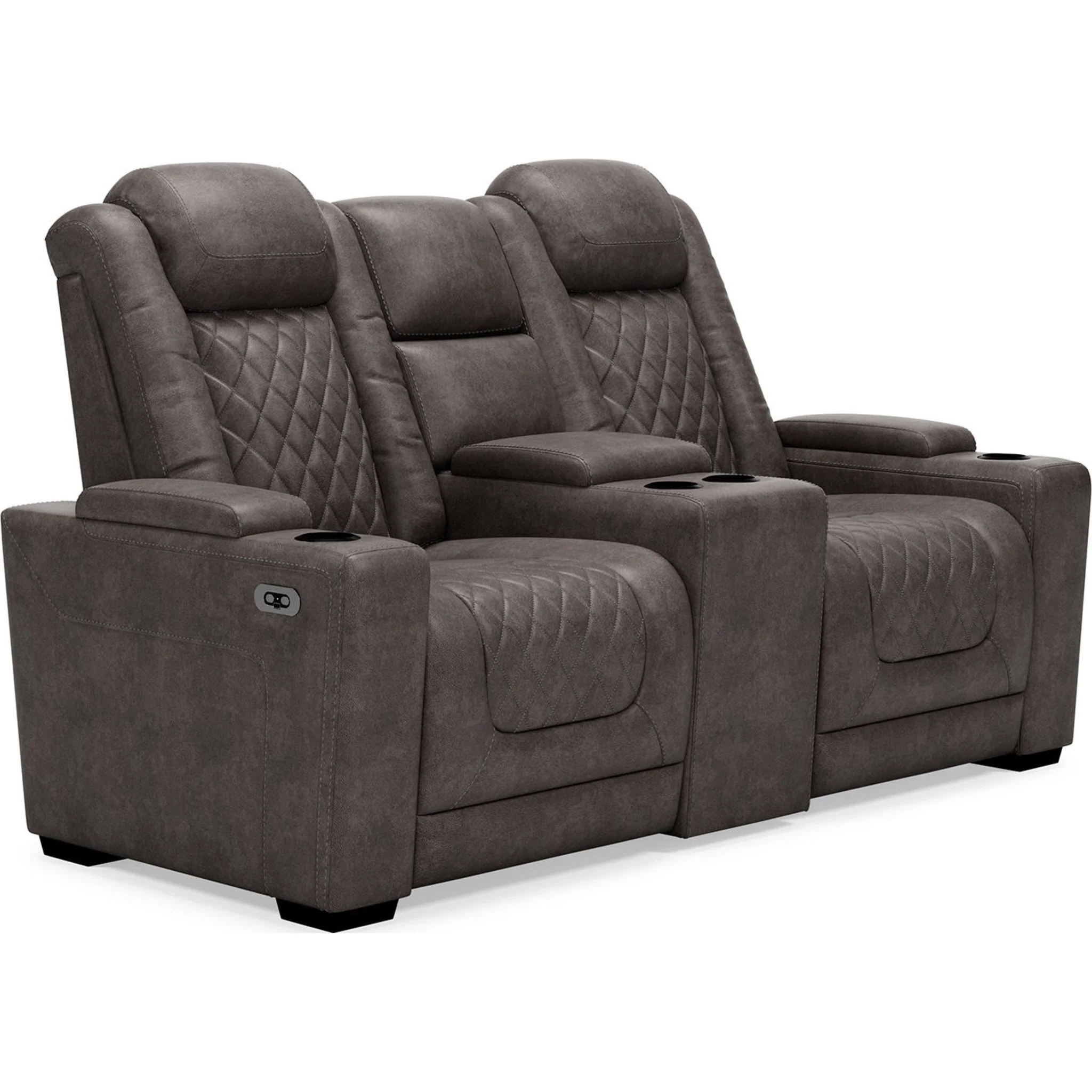 HyllMont Power Reclining Loveseat with Console - Gray - Image 12