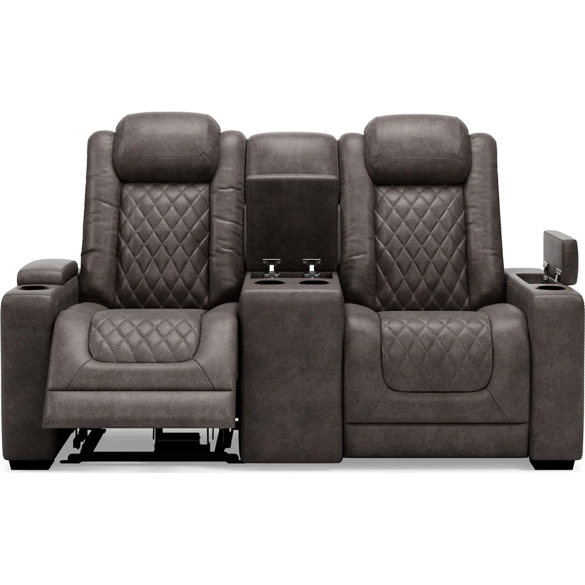 HyllMont Power Reclining Loveseat with Console - Gray - Image 15