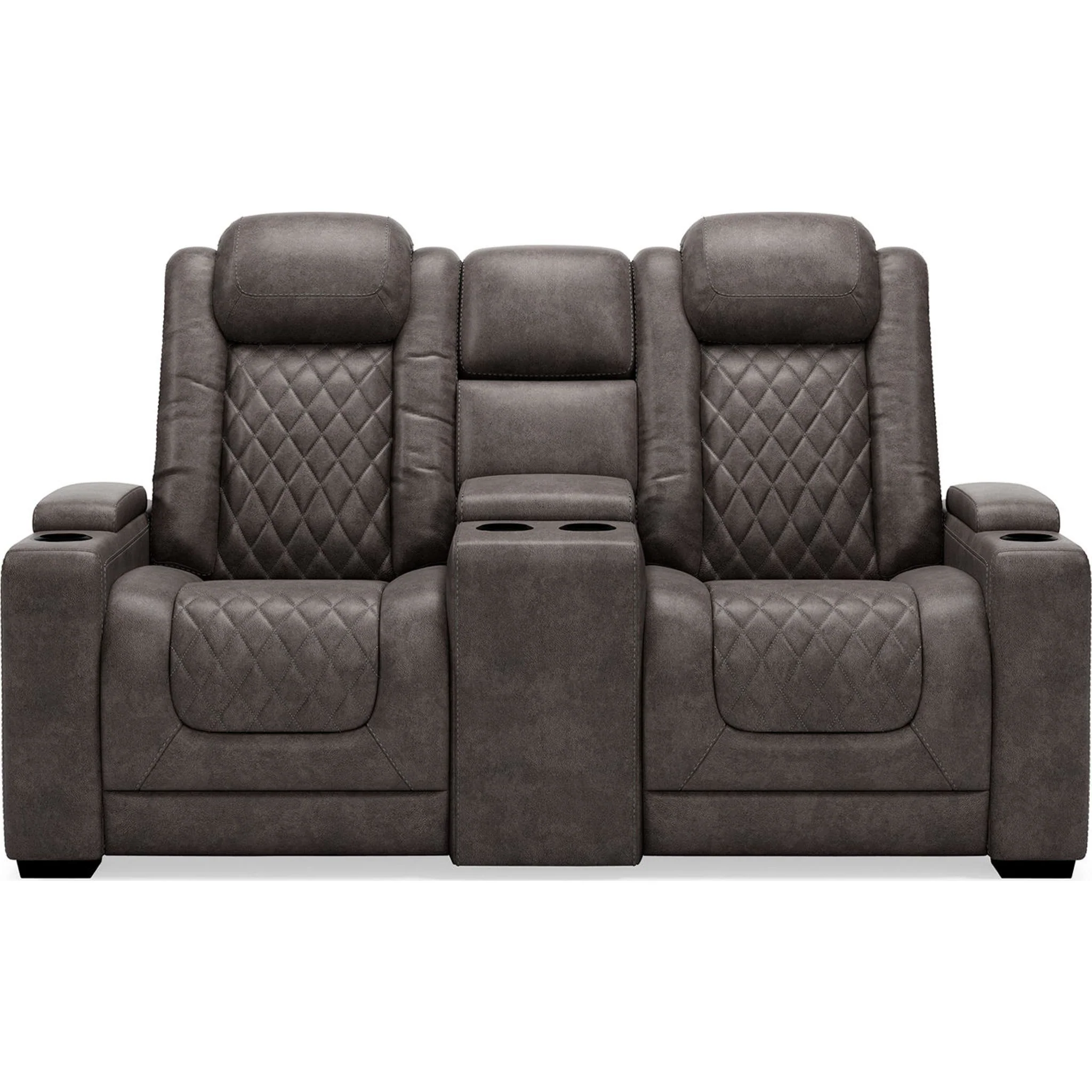 HyllMont Power Reclining Loveseat with Console - Gray - Image 16