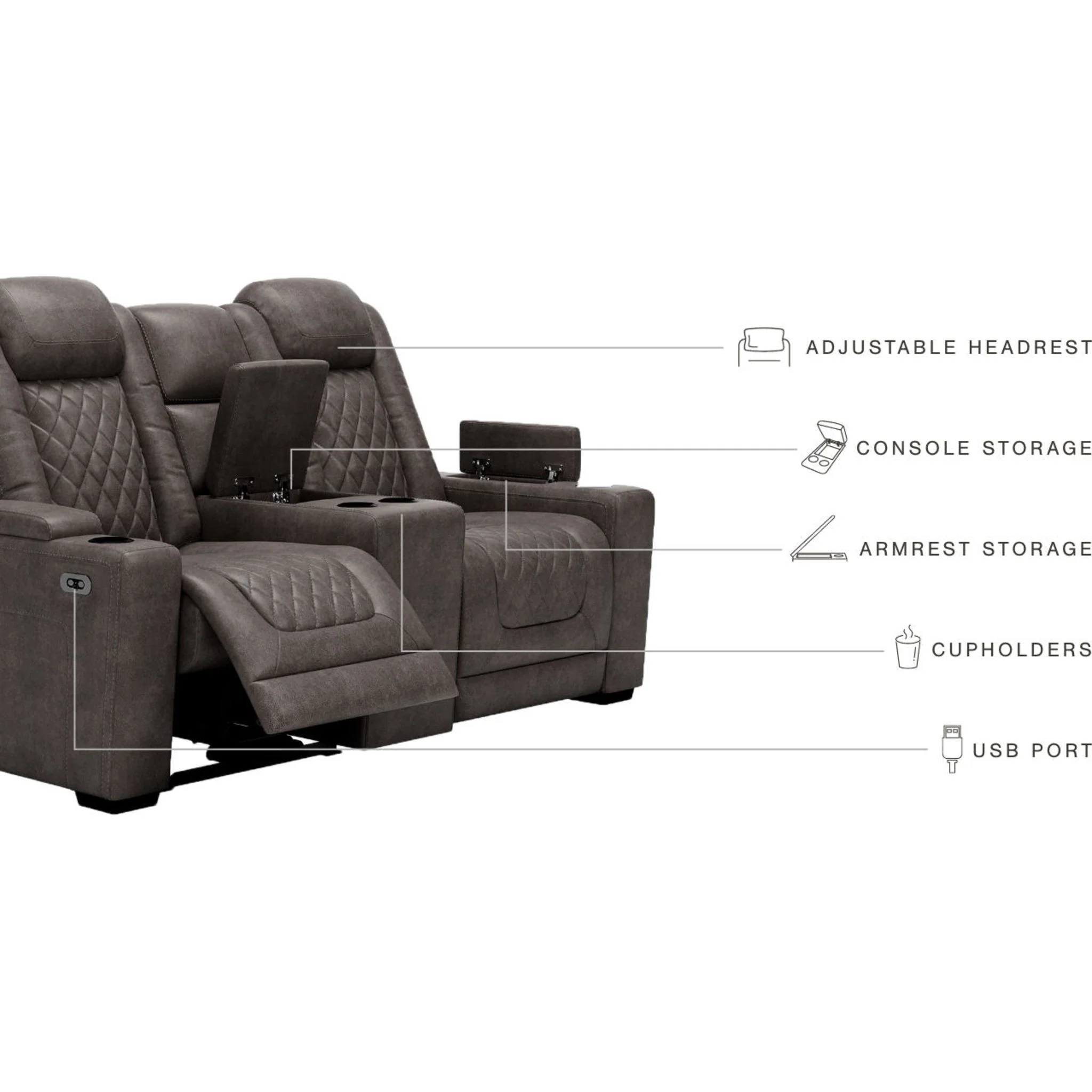 HyllMont Power Reclining Loveseat with Console - Gray - Image 22