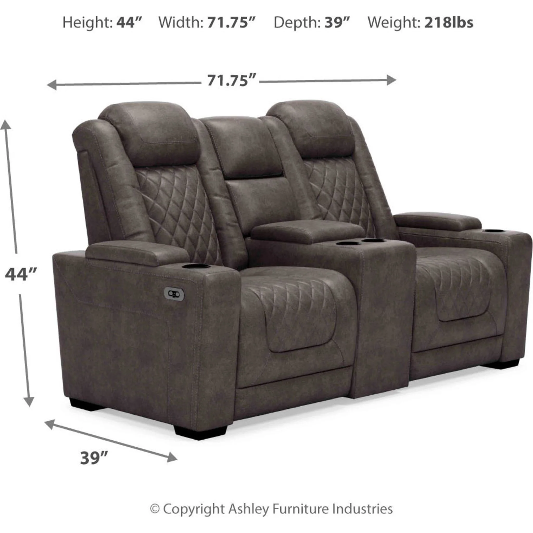 HyllMont Power Reclining Loveseat with Console - Gray - Image 23