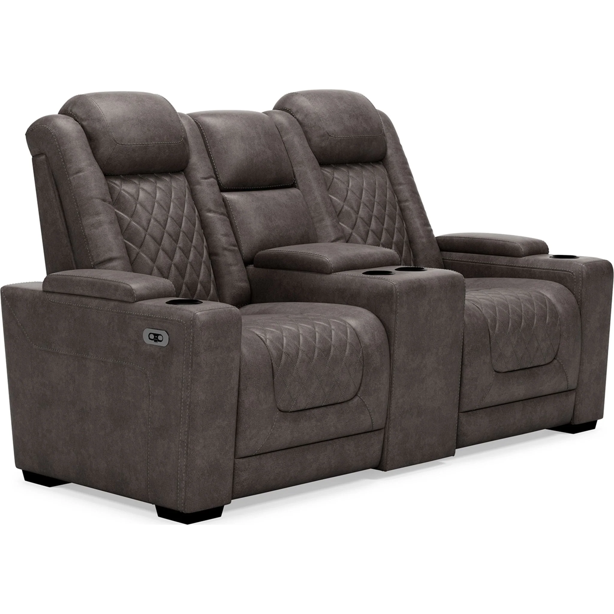 HyllMont Power Reclining Loveseat with Console - Gray - Image 3