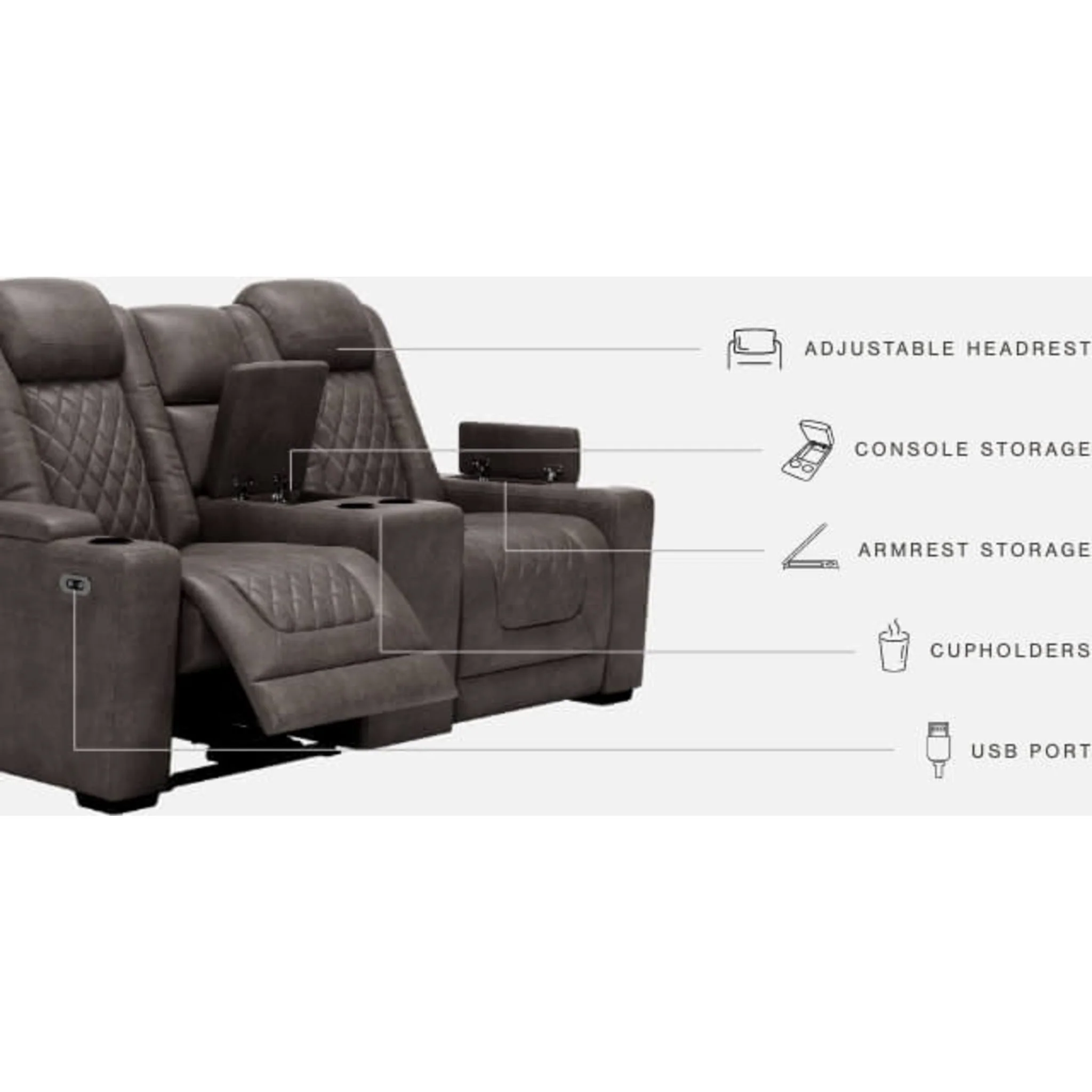 HyllMont Power Reclining Loveseat with Console - Gray - Image 5