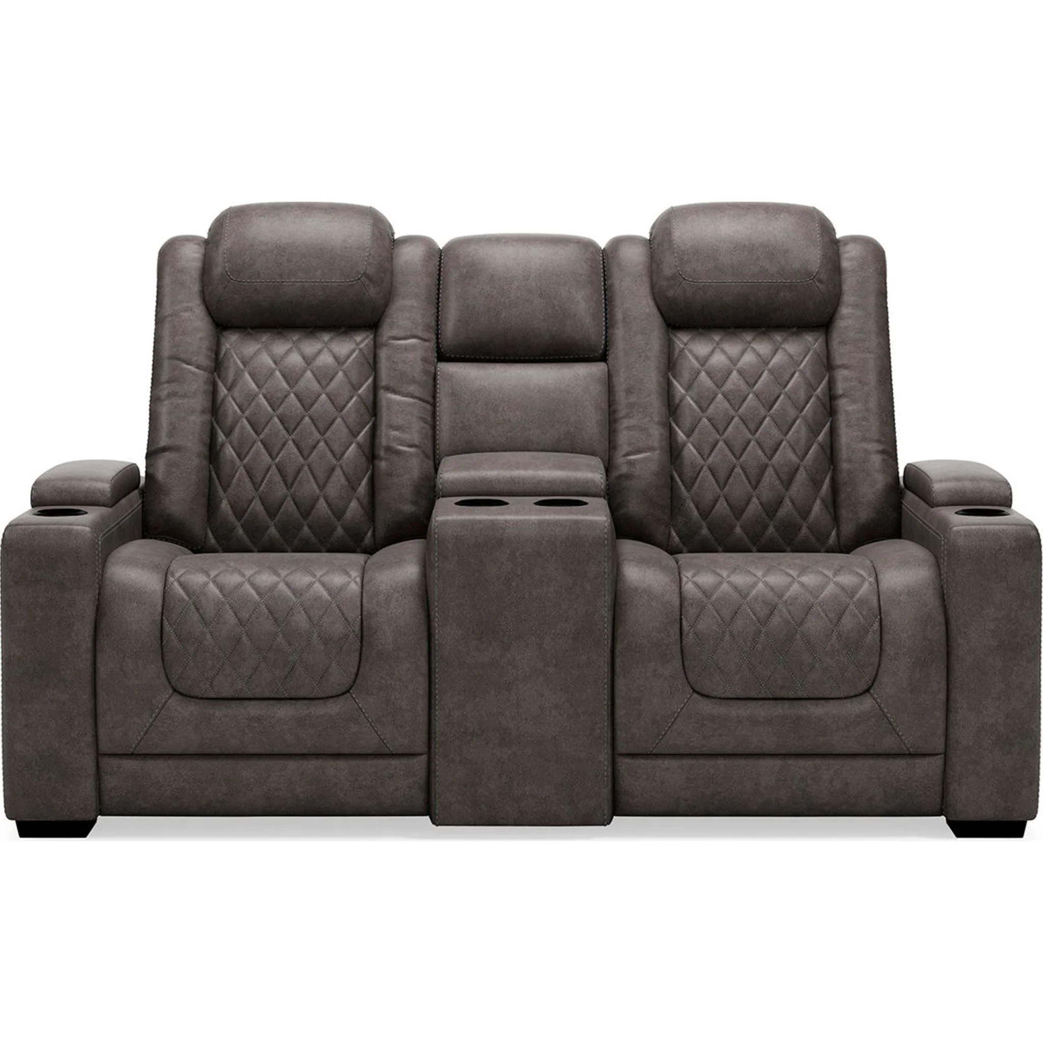 HyllMont Power Reclining Loveseat with Console - Gray - Image 7