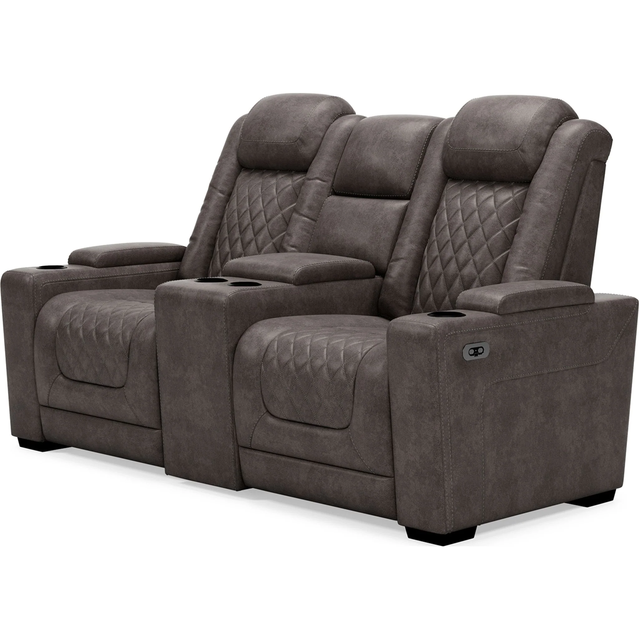 HyllMont Power Reclining Loveseat with Console - Gray - Image 8