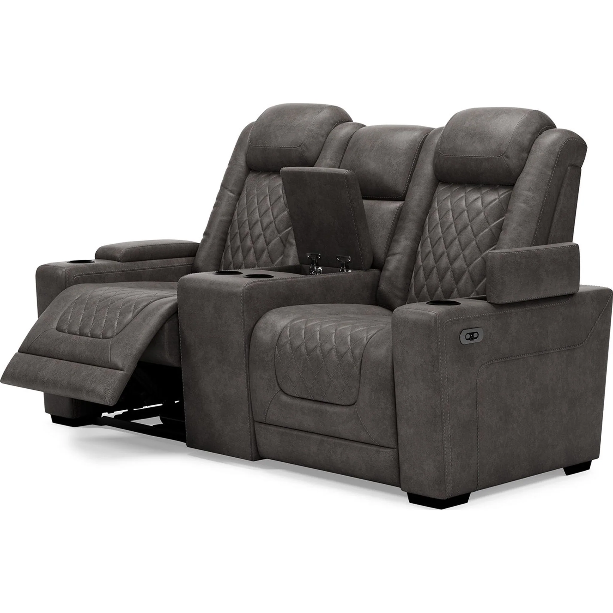 HyllMont Power Reclining Loveseat with Console - Gray - Image 9