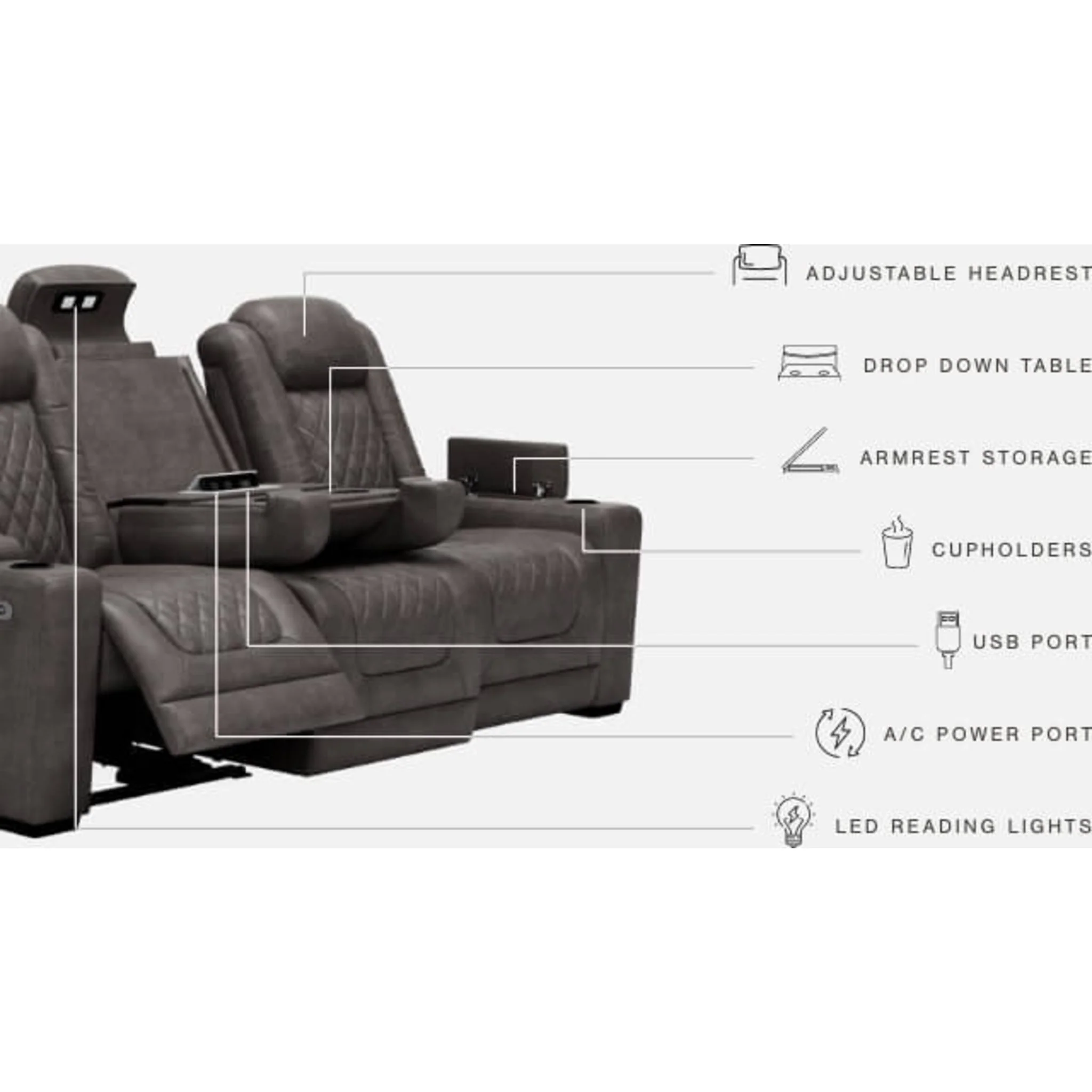 HyllMont Power Reclining Sofa - Gray - Image 16