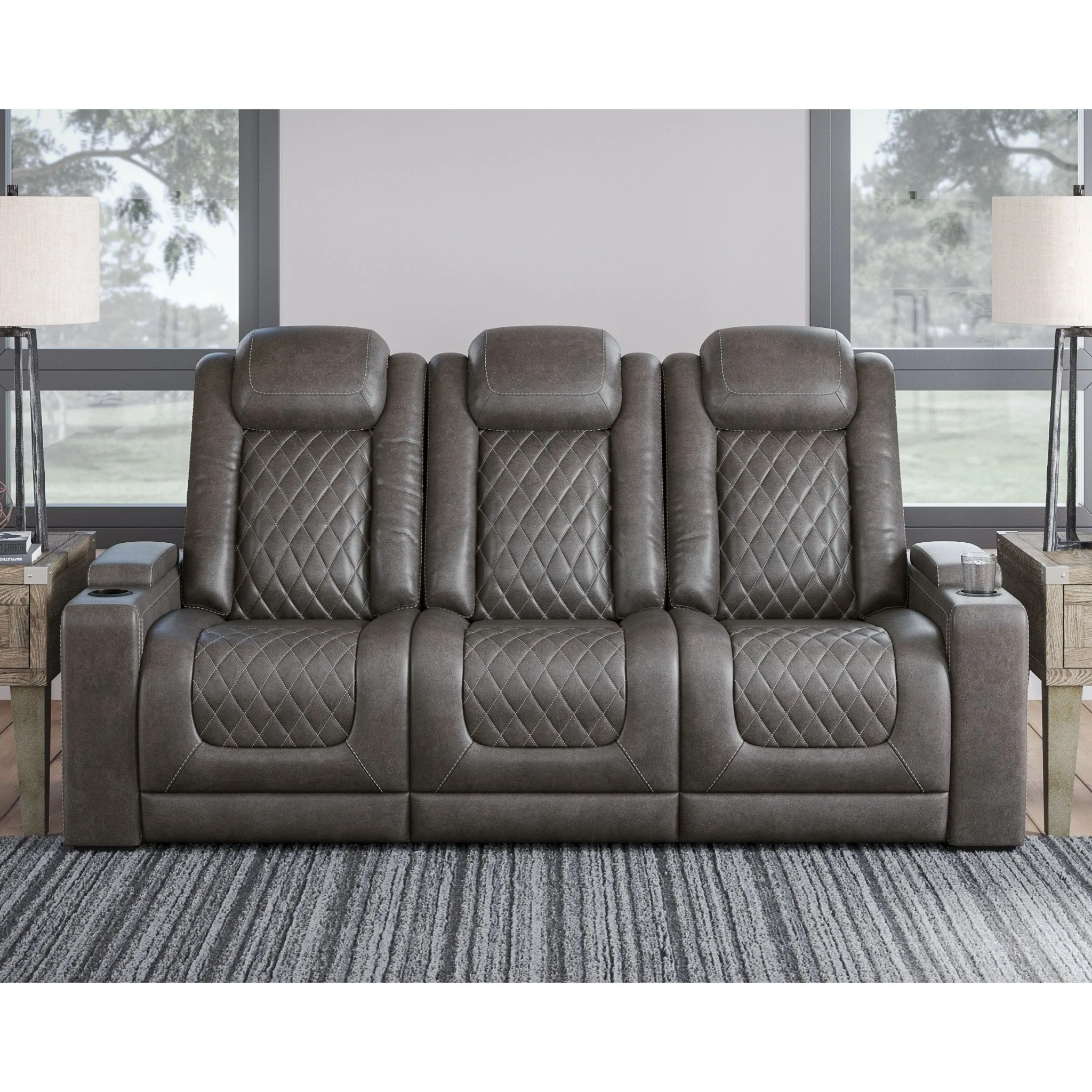 HyllMont Power Reclining Sofa - Gray - Image 2