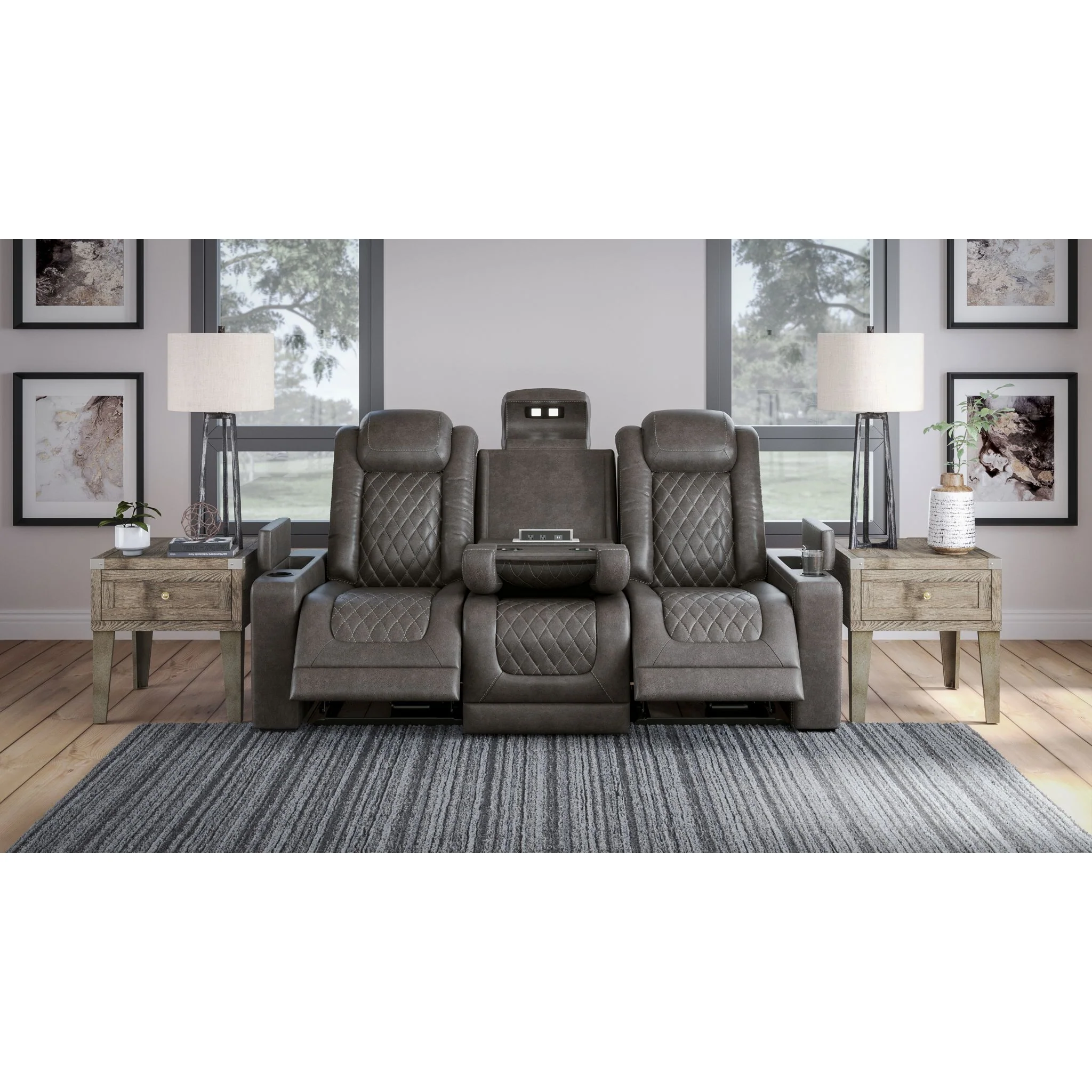 HyllMont Power Reclining Sofa - Gray - Image 3