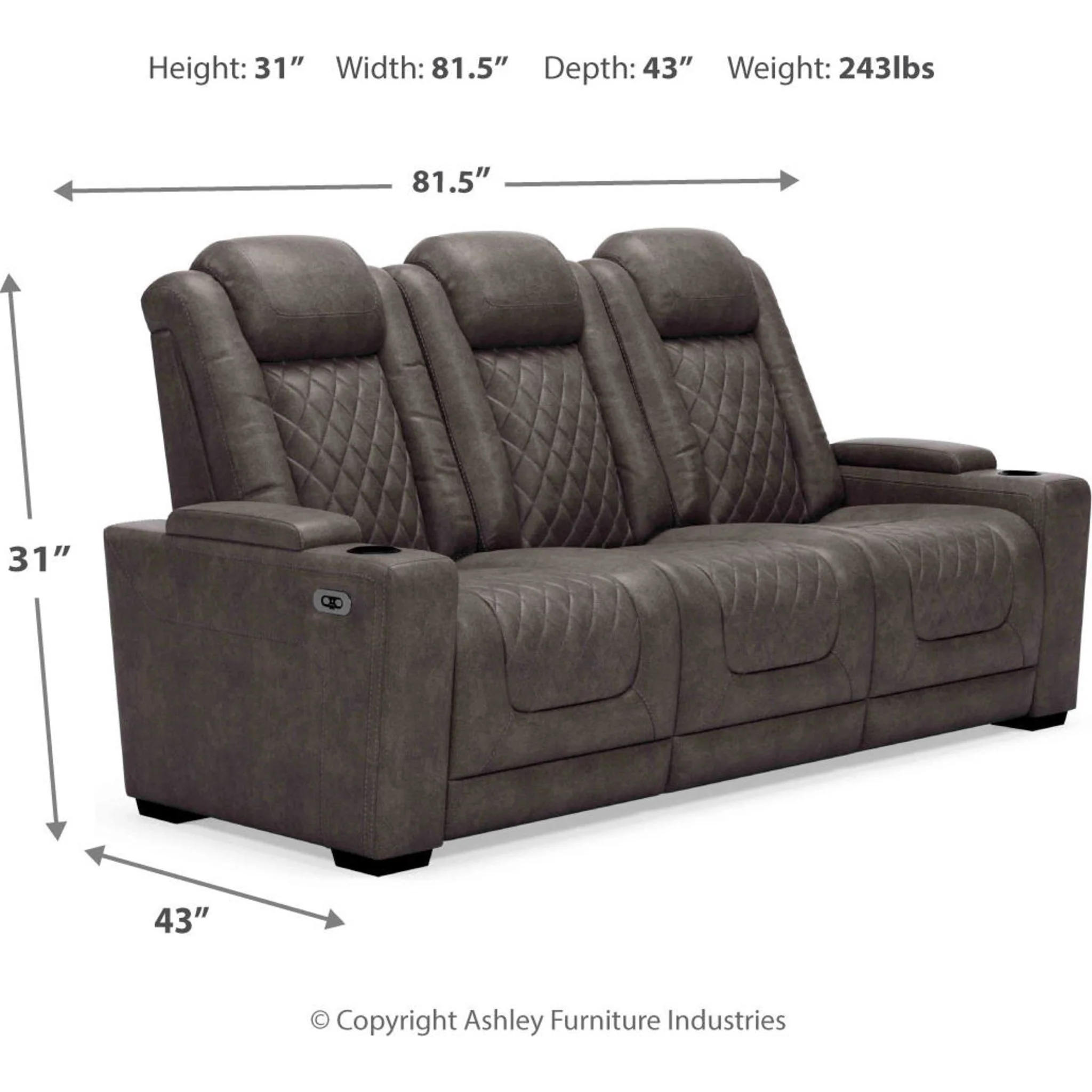 HyllMont Power Reclining Sofa - Gray - Image 30